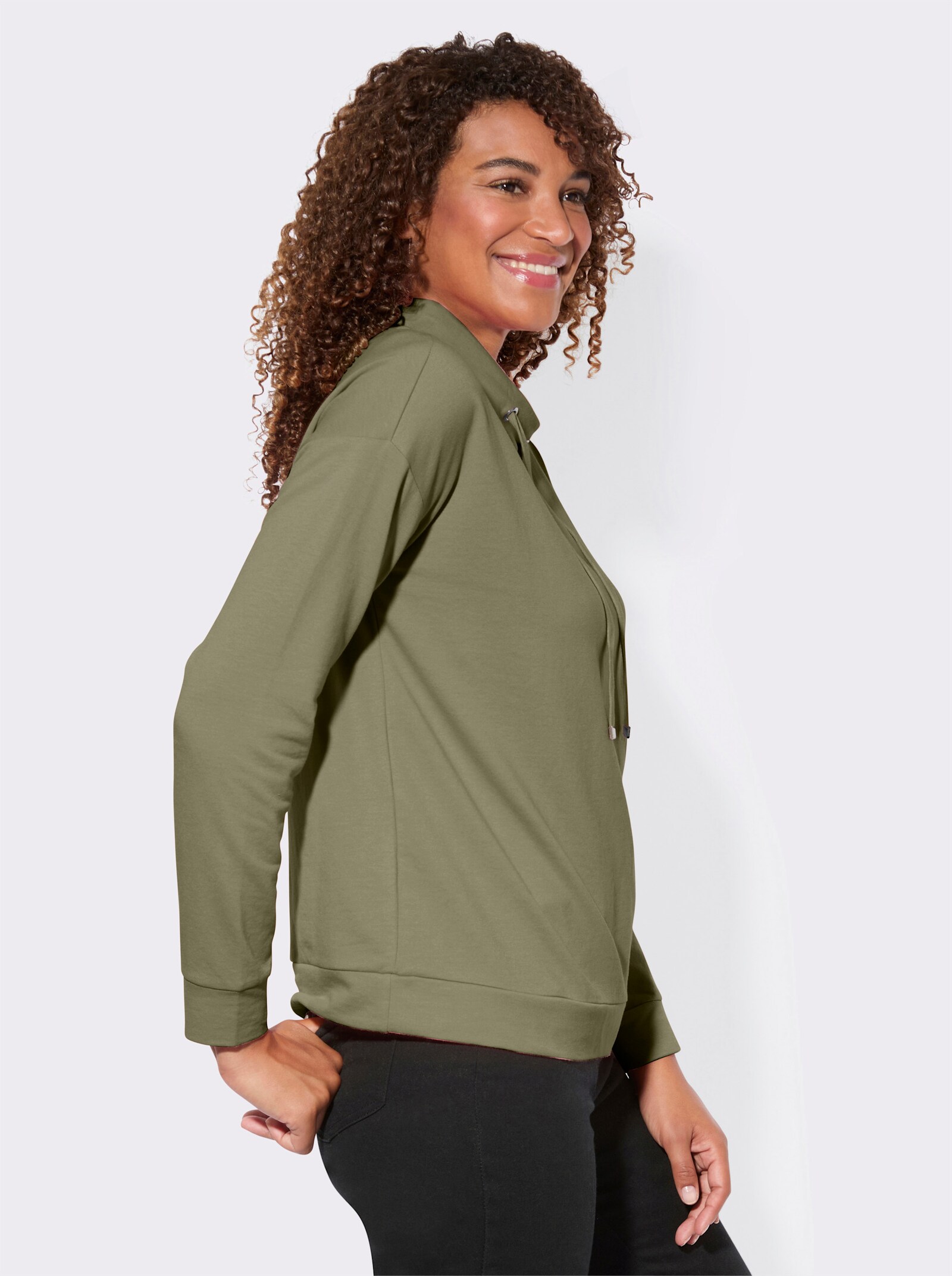 Sweatshirt mit Kordelzug - khaki