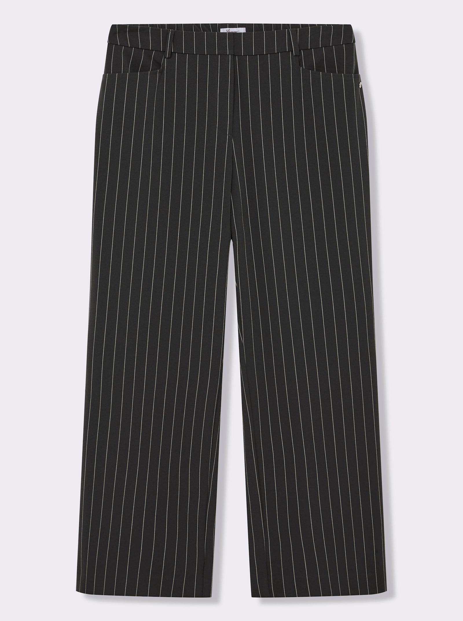 sheego Broek wijd, met krijtstrepen - grafiet/lichtgrijs gestreept