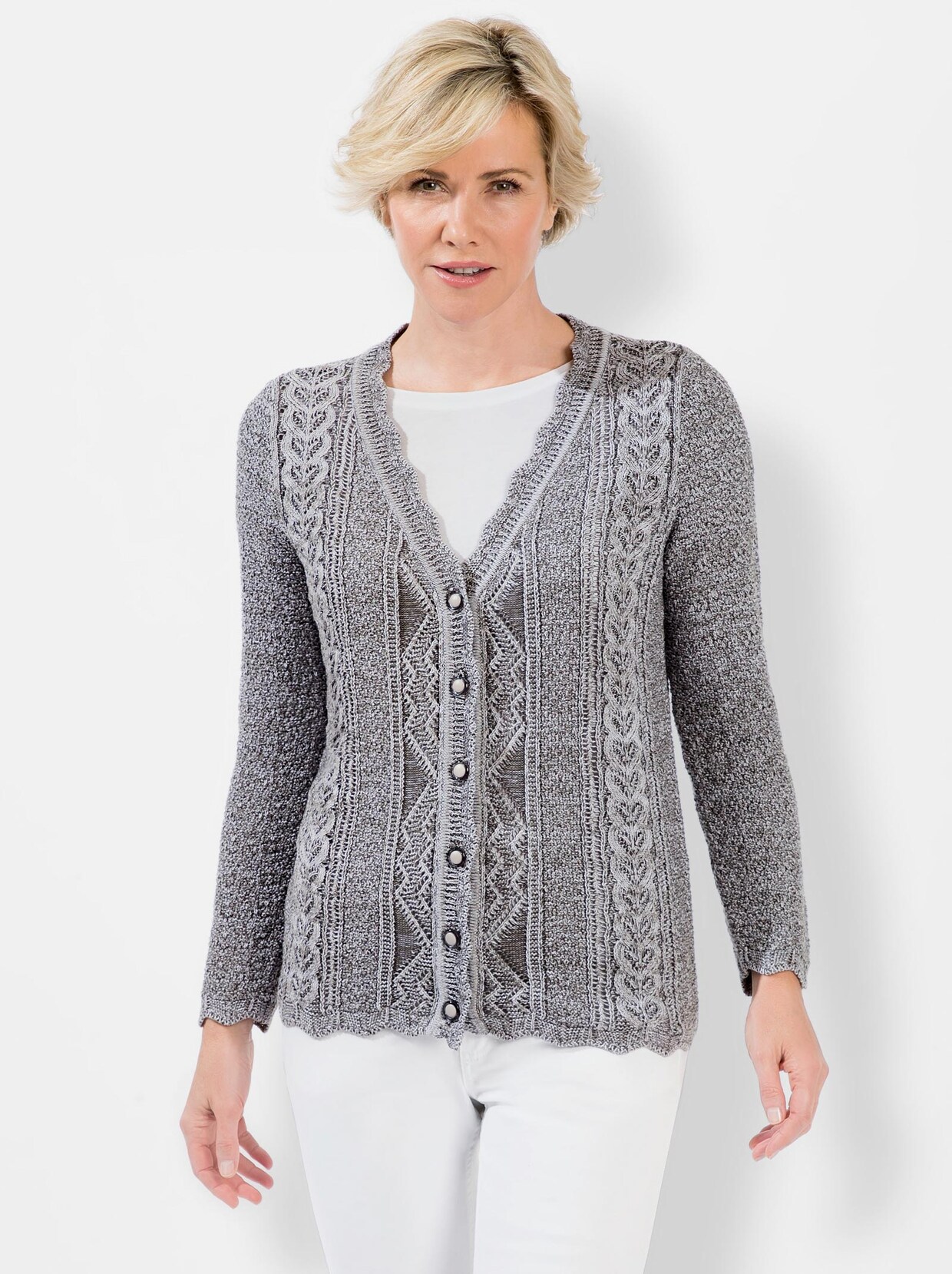 Cardigan - steingrau-meliert