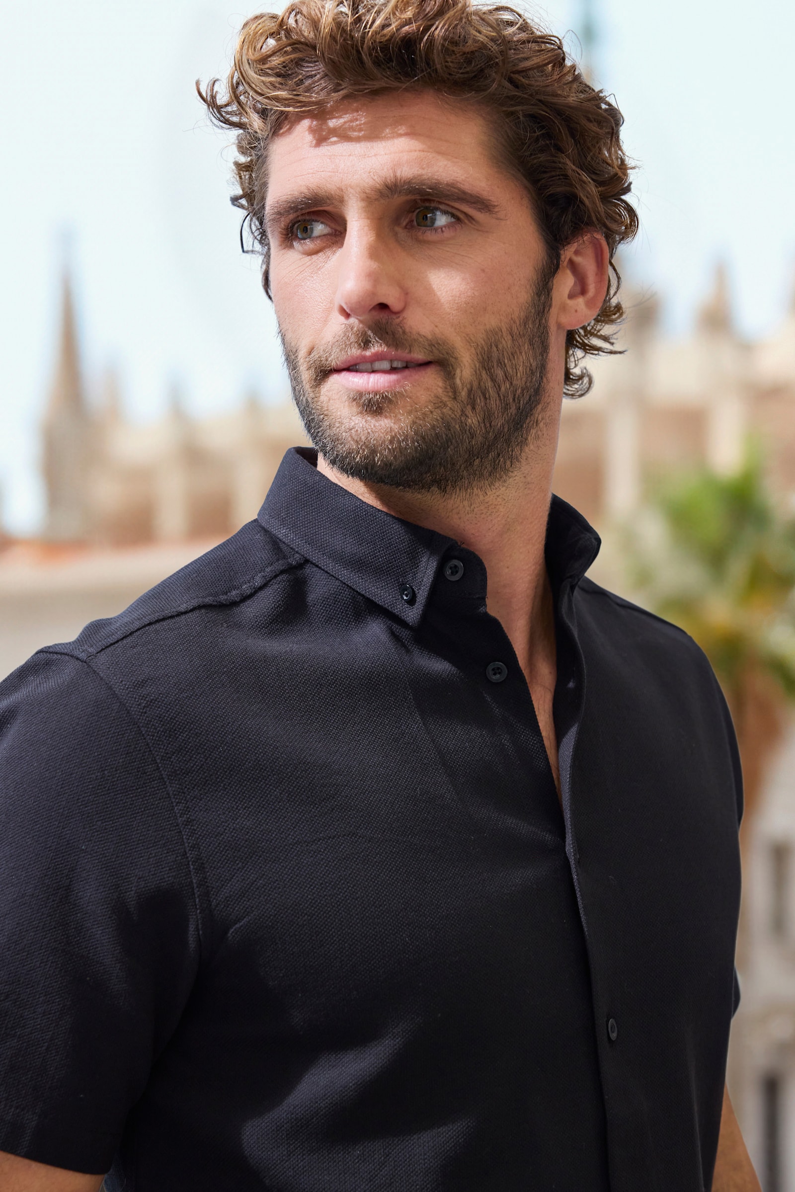 H.I.S Kurzarmhemd - schwarz