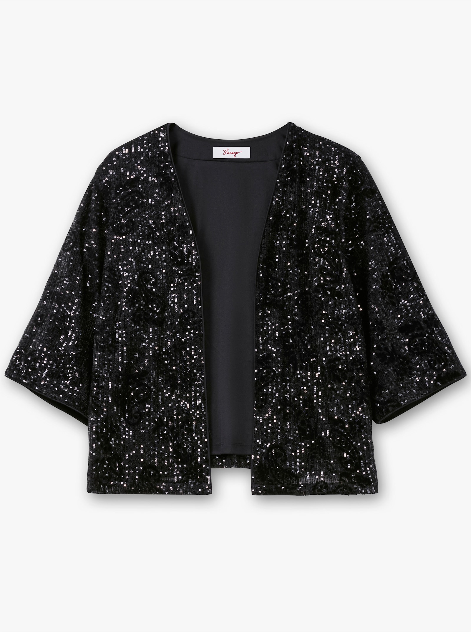 sheego Blusenjacke mit Pailletten - schwarz
