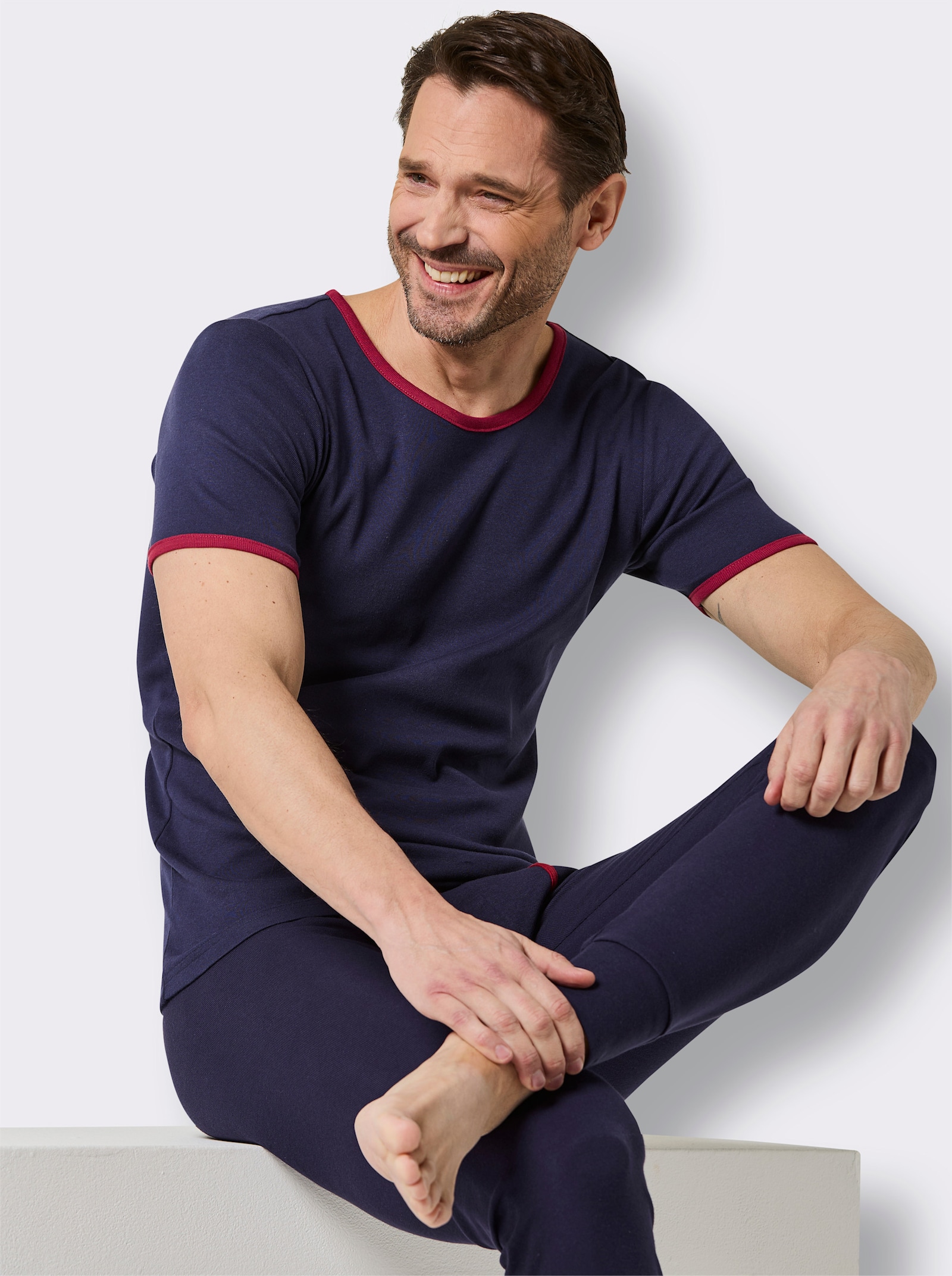 wäschepur men Shirt - marine + dunkelrot