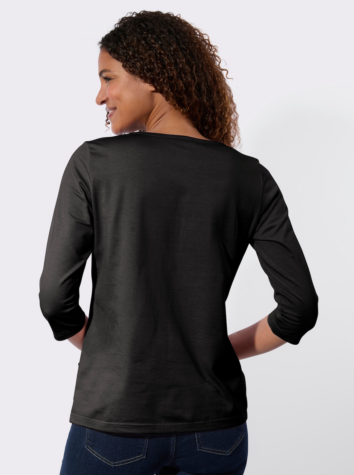 3/4-Arm-Shirt - schwarz + ecru