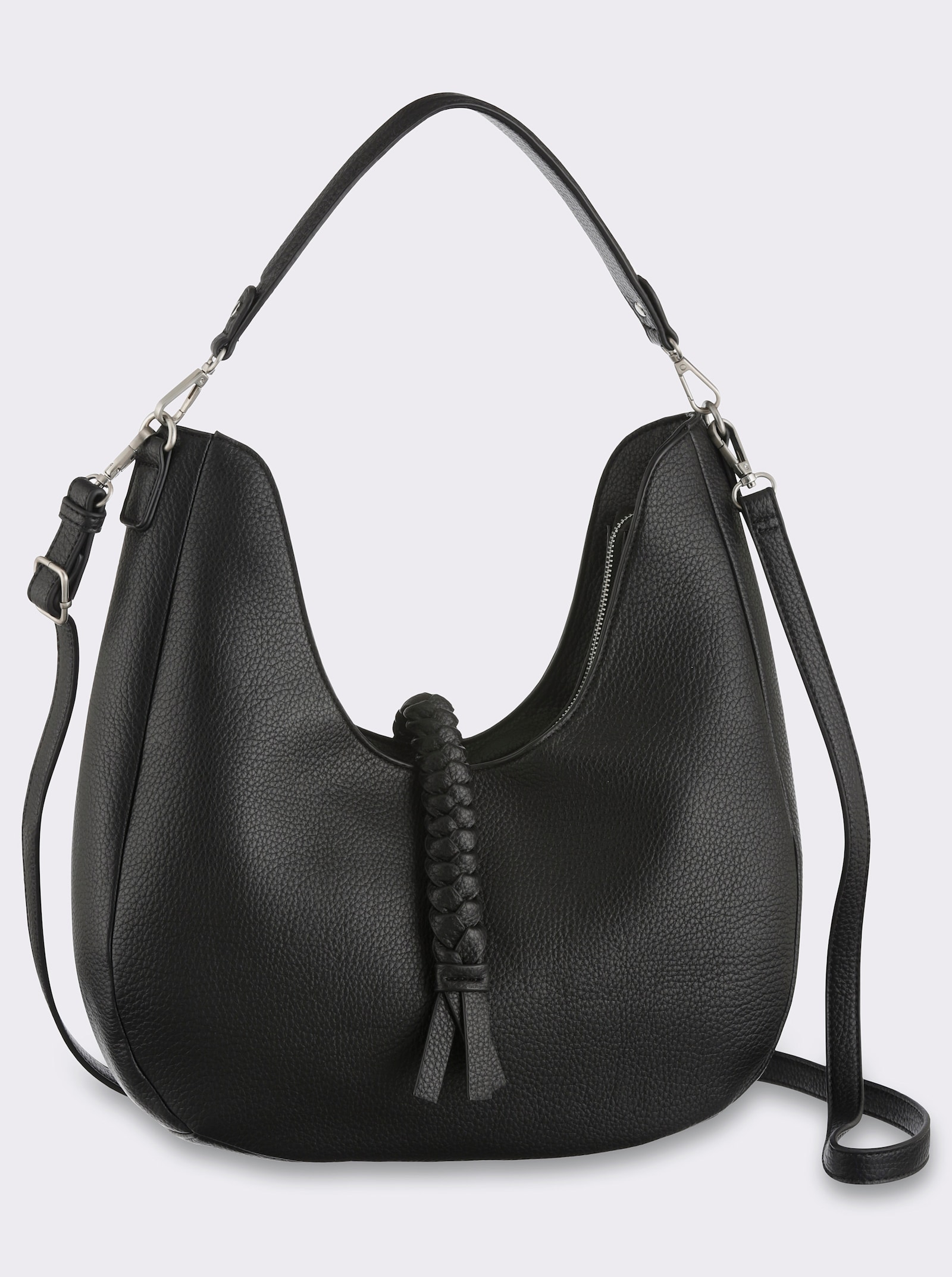 heine Handtasche mit Flechtverzierung - schwarz
