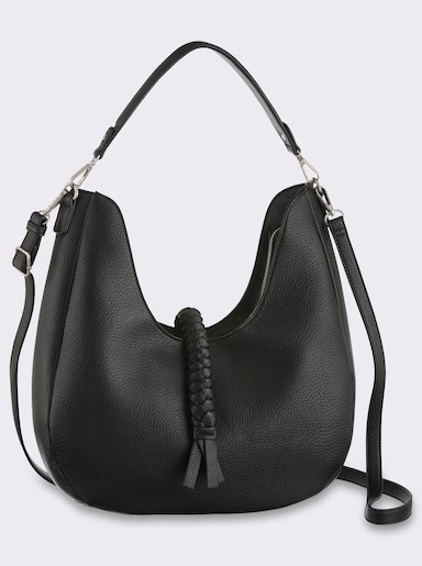 heine Handtasche mit Flechtverzierung - schwarz