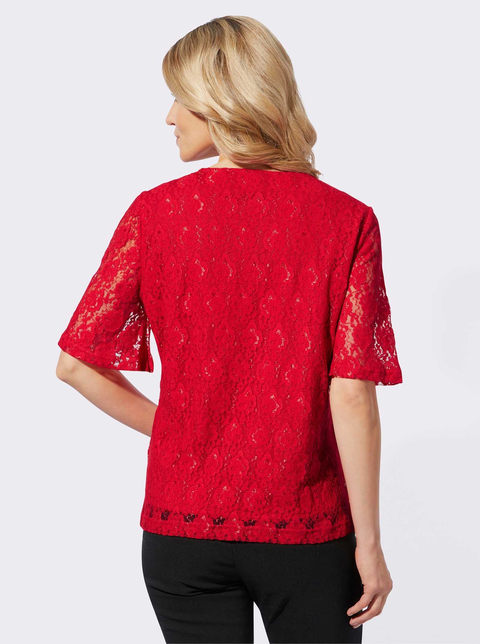 Schlupfbluse aus Spitze - rot