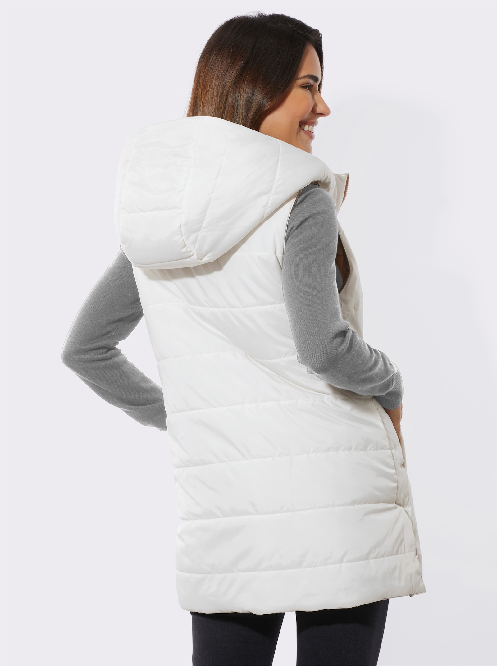 Wendeweste mit verschiedenfarbigen Seiten - beige-ecru