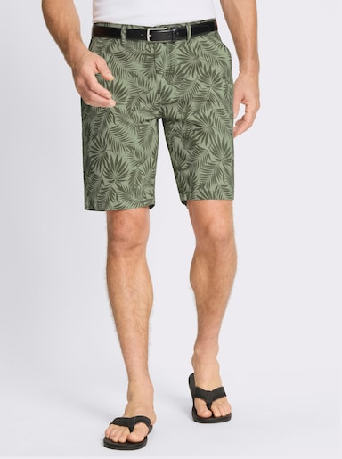 Marco Donati Bermudas mit Palmwedel-Print, Stretch - eucalyptus-khaki-bedruckt