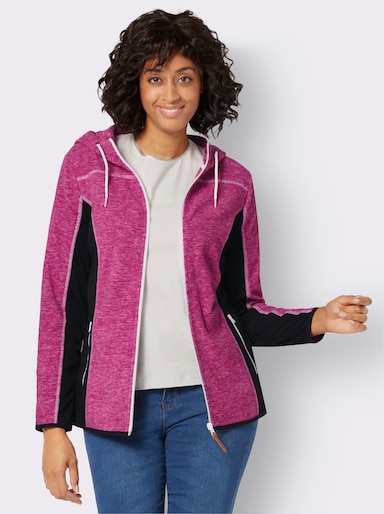 Fleece-Jacke - magenta-weiß-meliert