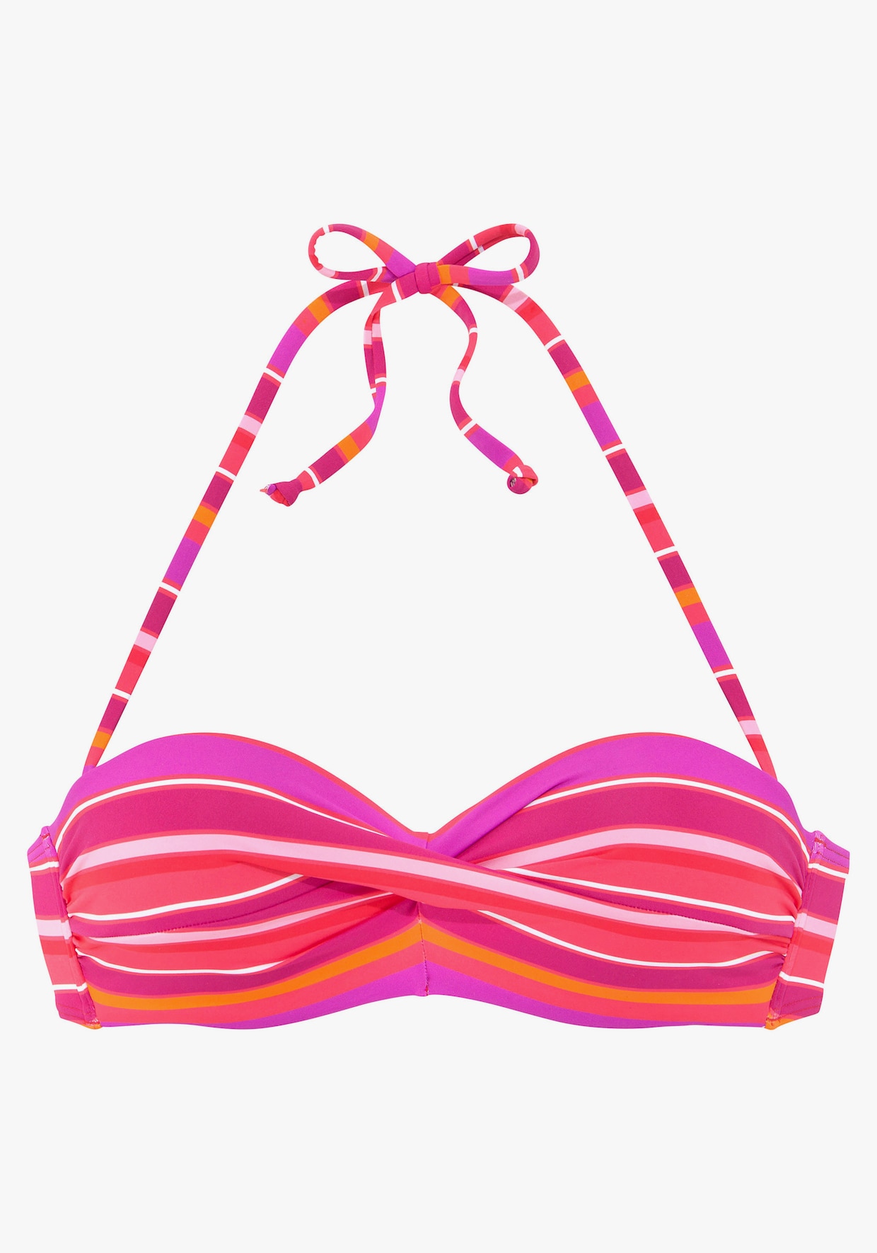 s.Oliver haut de bikini bandeau à armatures - fuchsia imprimé