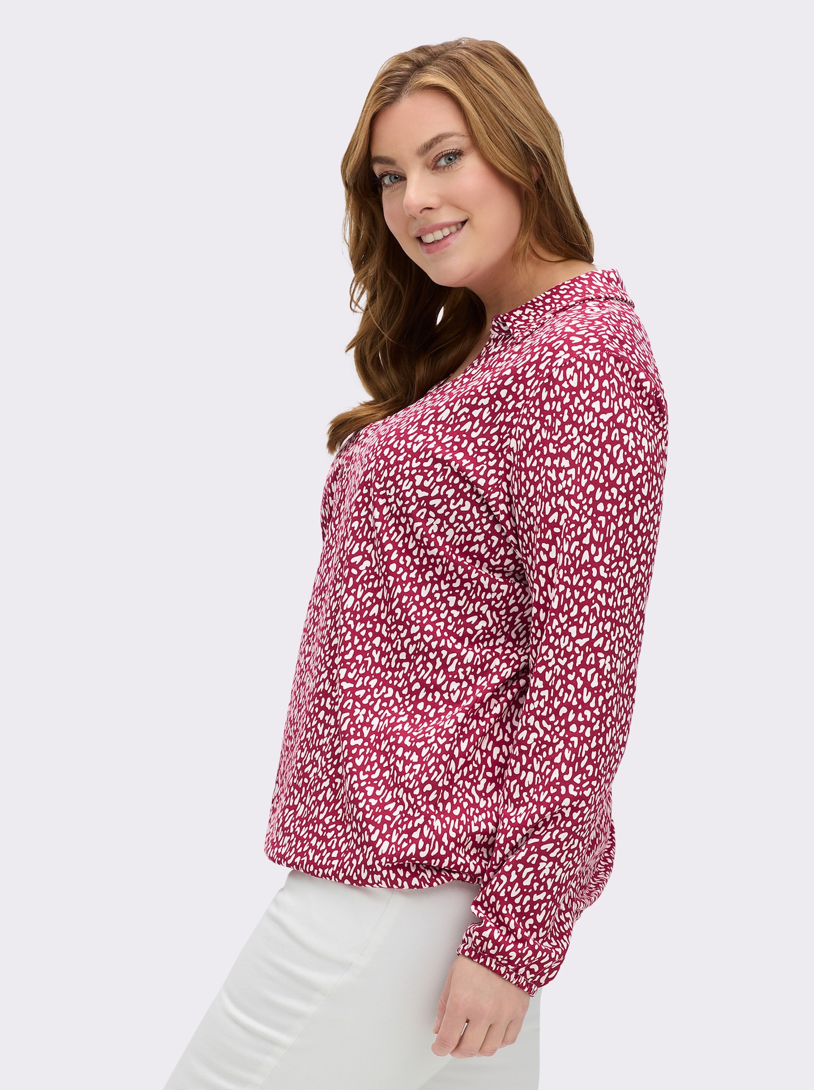 Langarmshirt mit Gummibündchen, bedruckt - kirsche-weiß-bedruckt