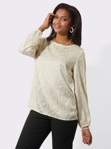 Schlupf-Bluse im Jacquard-Dessin - champagner