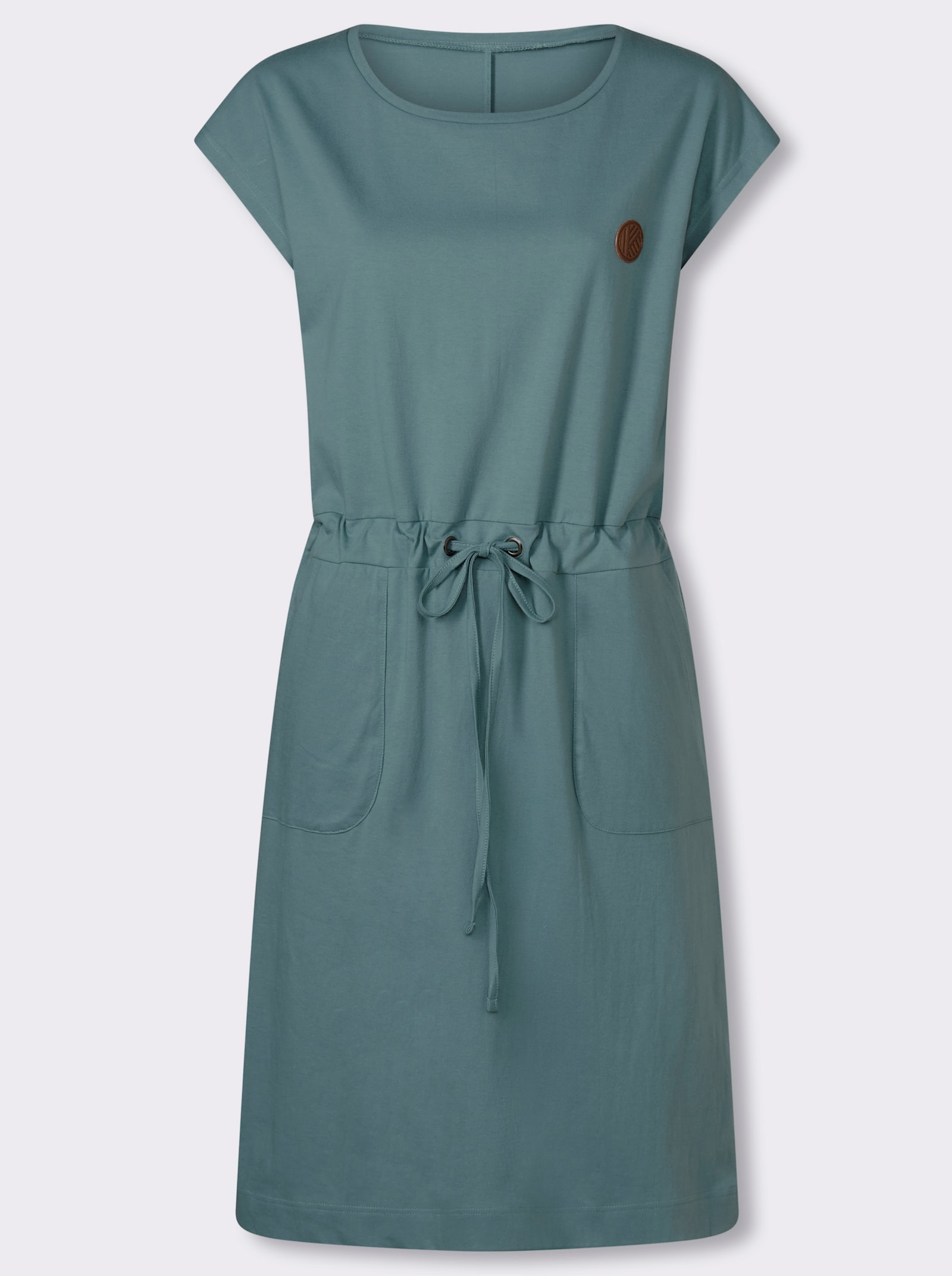 Jerseyjurk met bindceintuur - jade