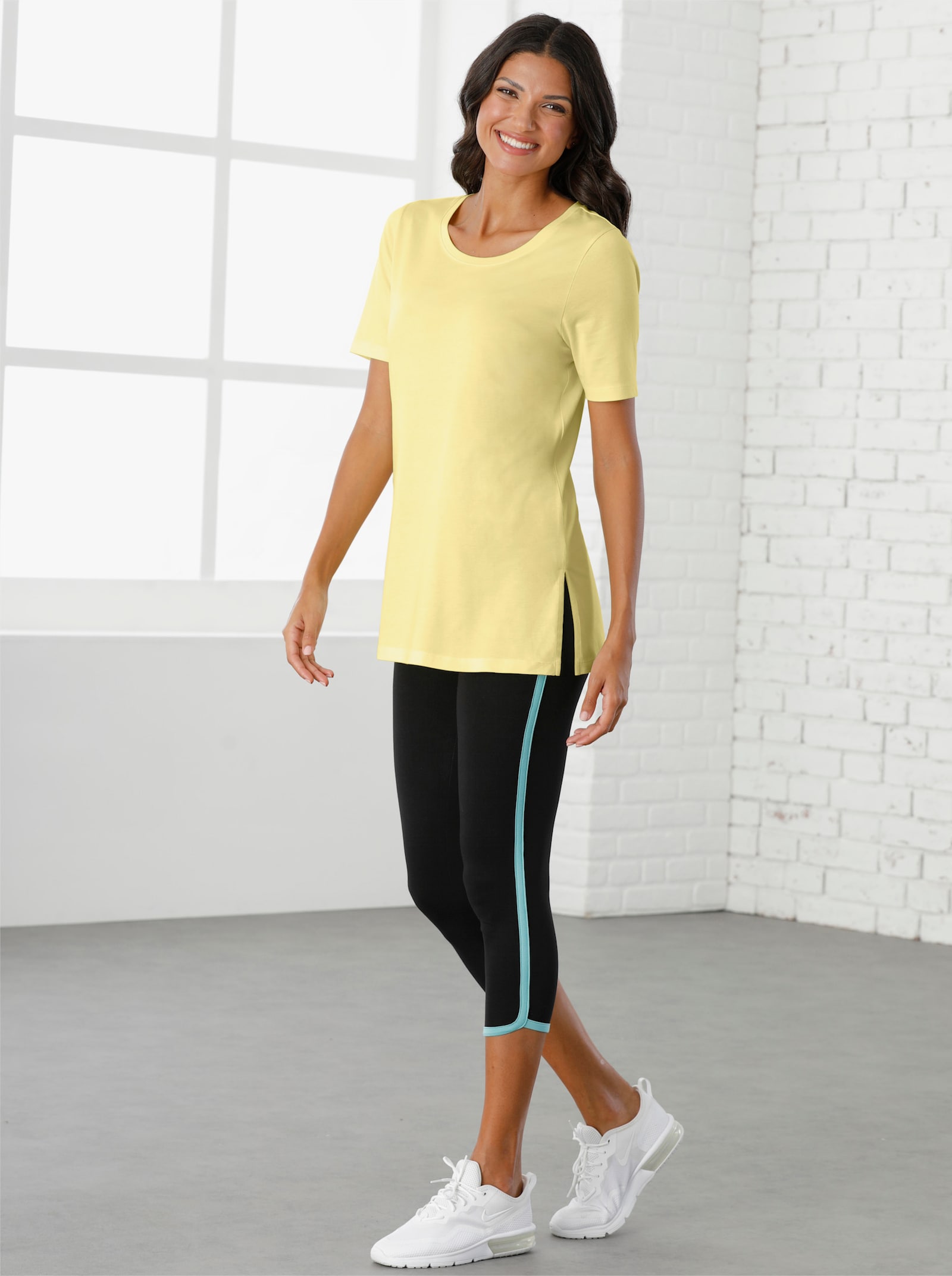 Longshirt im Baumwoll-Modal-Mix - zitrone