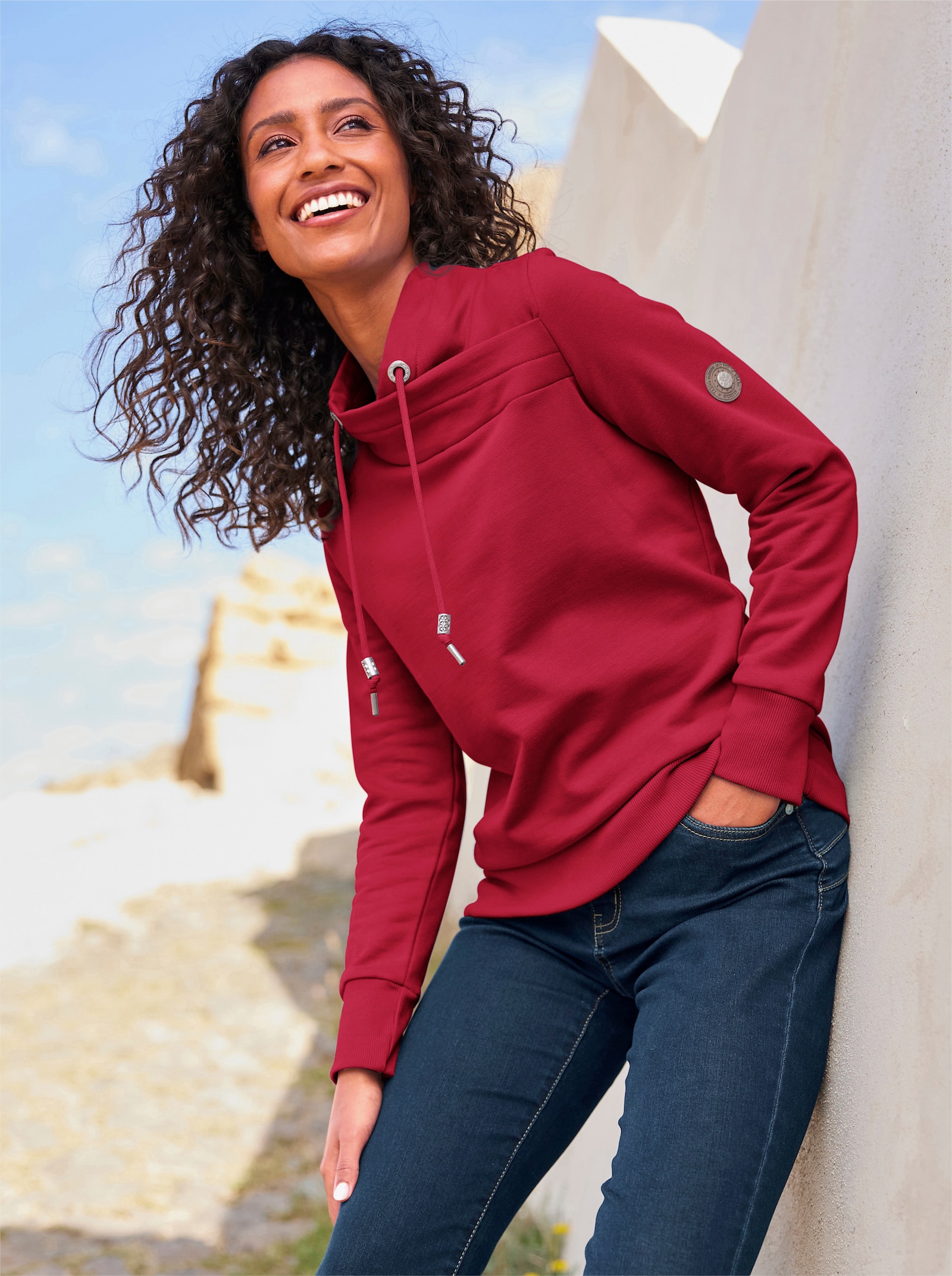 heine Sweatshirt mit wärmender Innenseite - rot