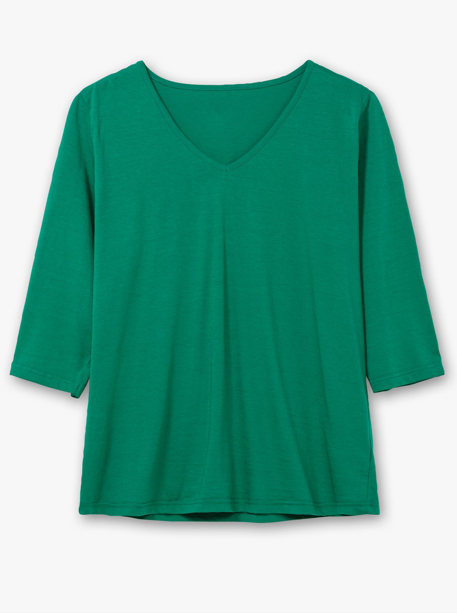 3/4-Arm-Shirt mit V-Ausschnitt - grün