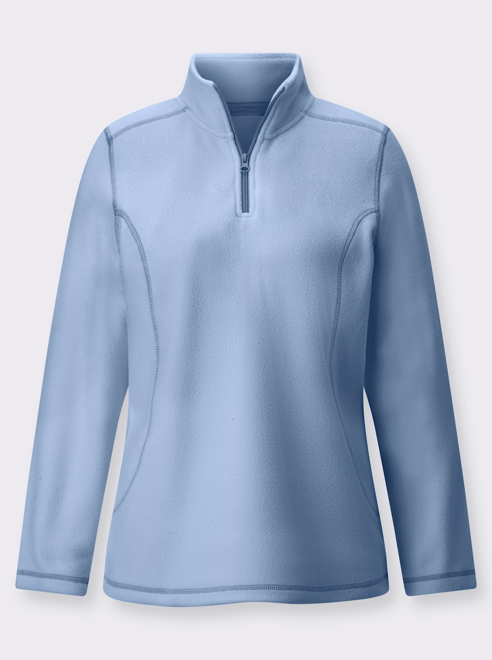 Fleeceshirt mit kontrastfarbigen Ziernähten - bleu