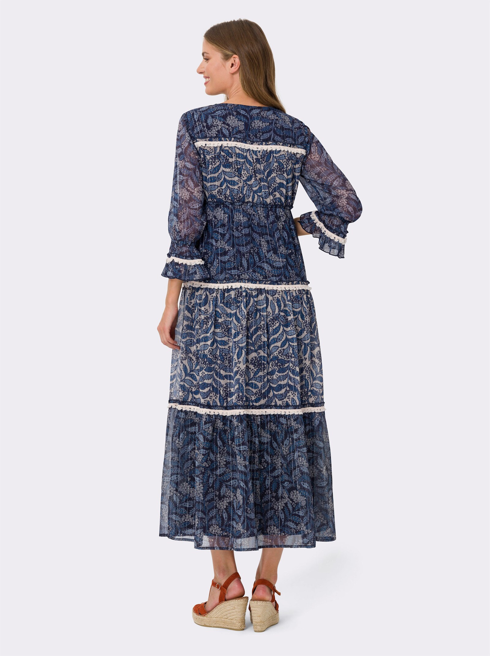 heine Druckkleid mit Pailetten-Verzierung - dunkelblau-sand-bedruckt