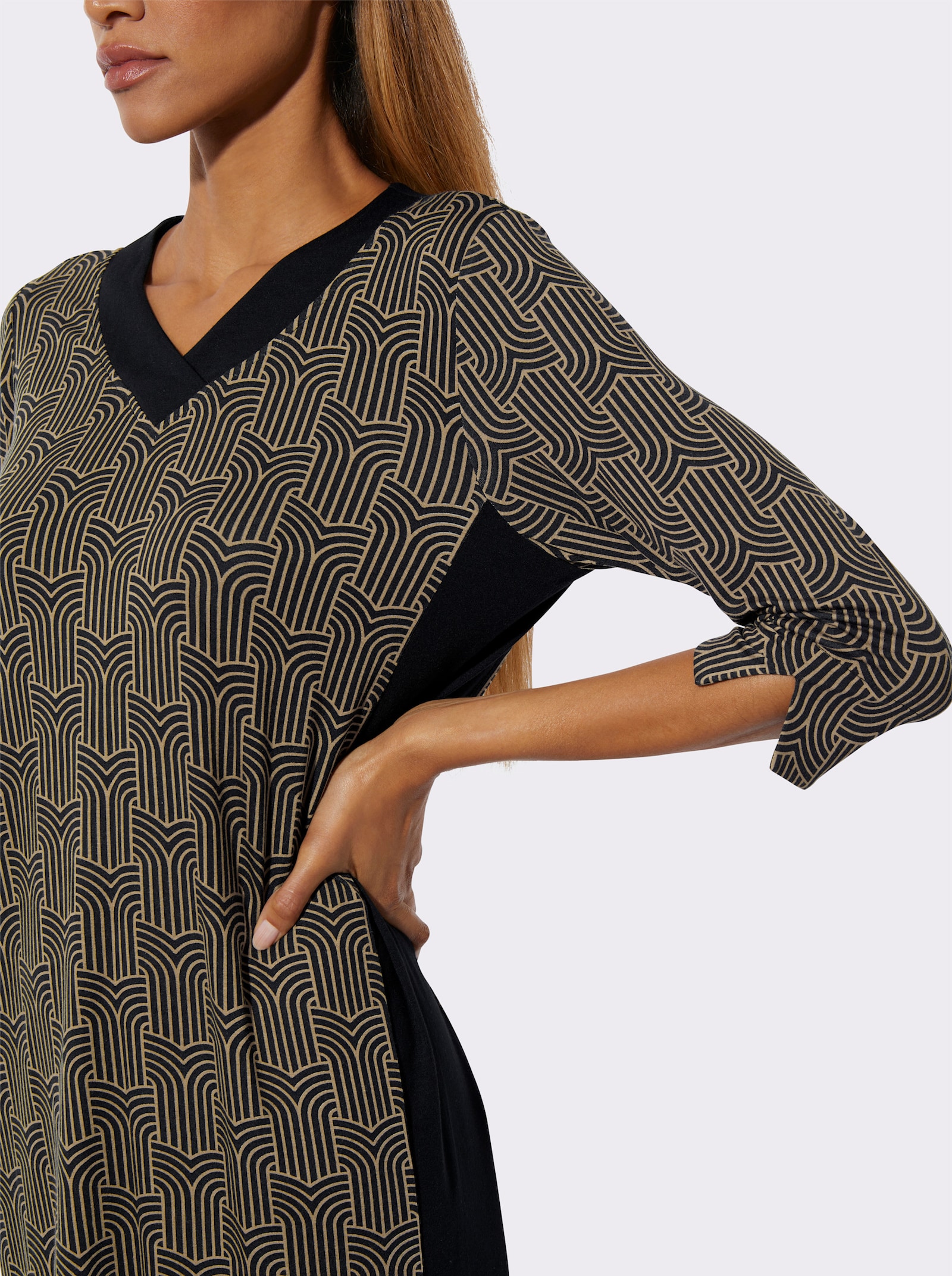 wäschepur Chemise de nuit - noir-chamois imprimé