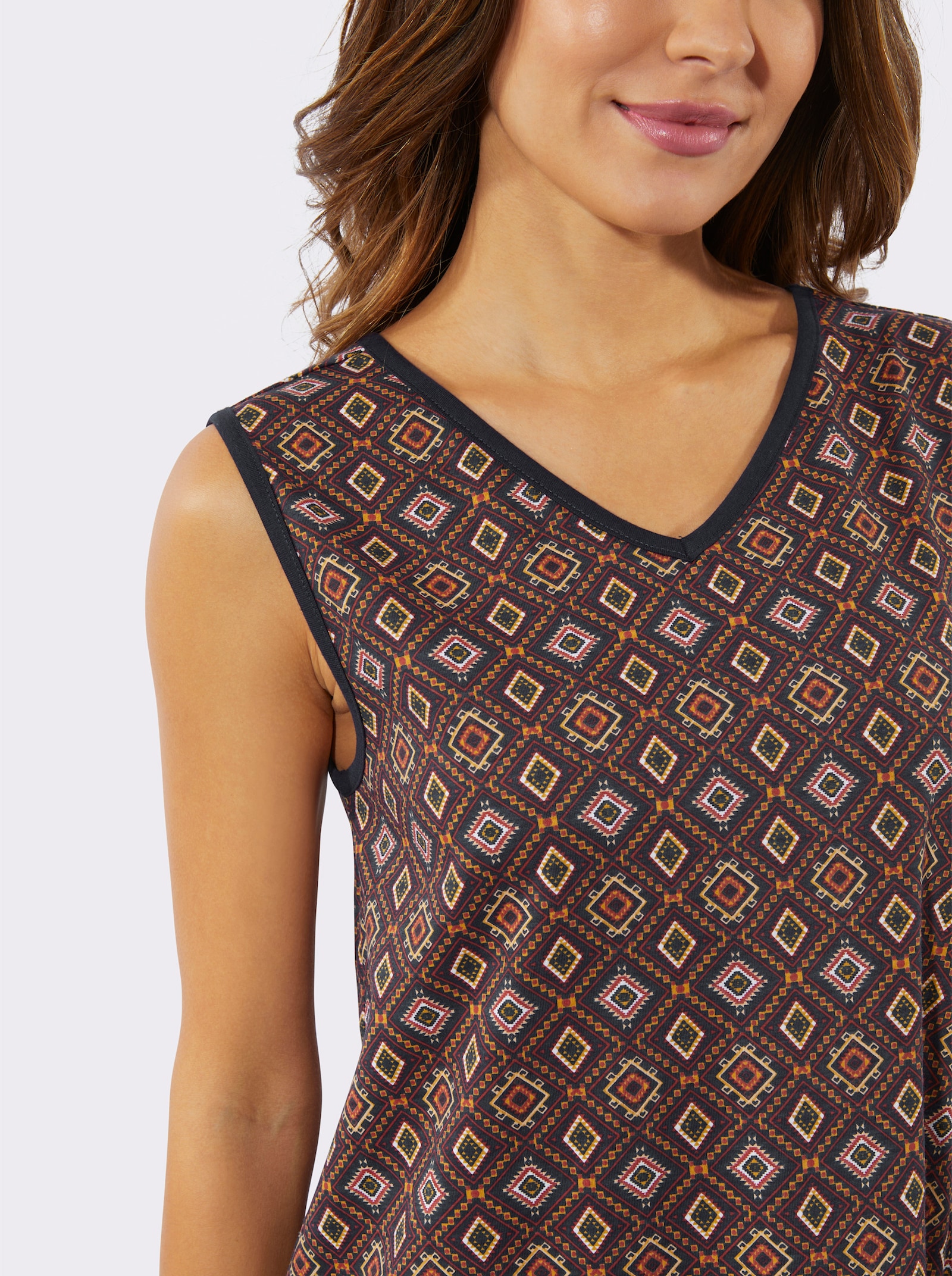 Nachthemd met grafische print - marine/apricot bedrukt