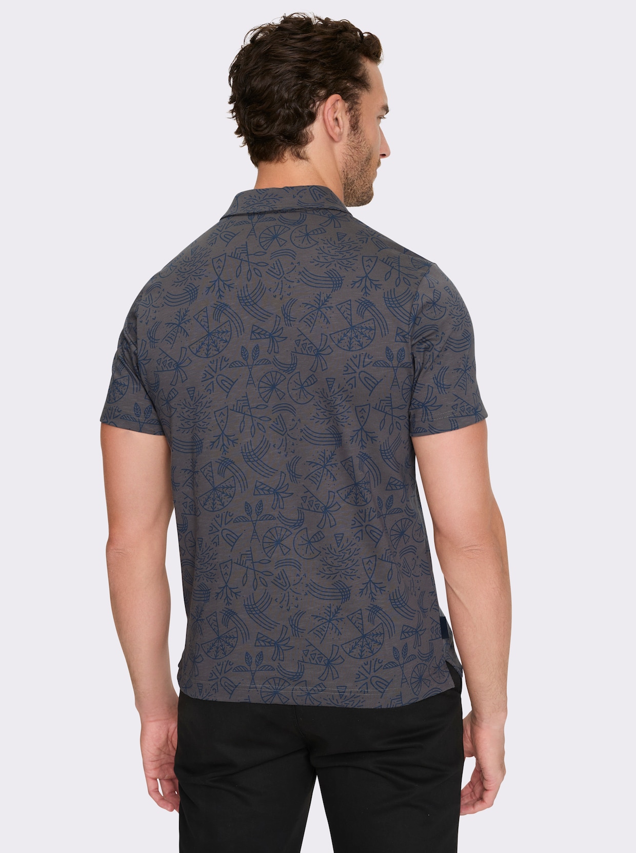 Marco Donati Kurzarmshirt - anthrazit-bedruckt