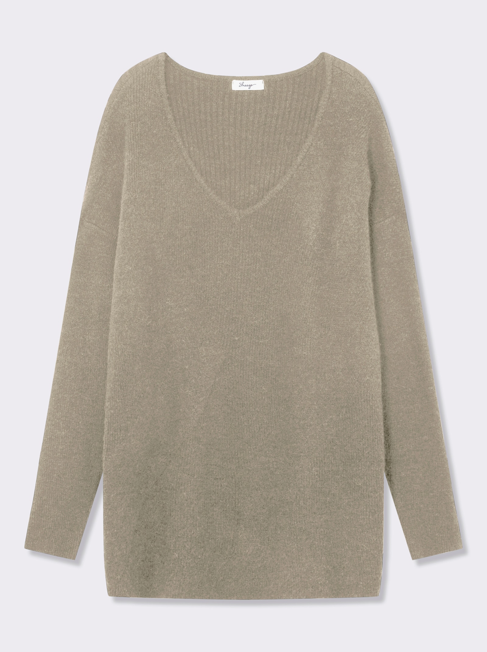 sheego Pullover in Rippstruktur - beige-meliert
