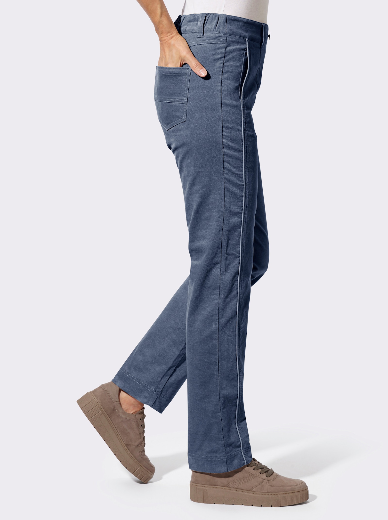 Hose in Samt-Optik - rauchblau