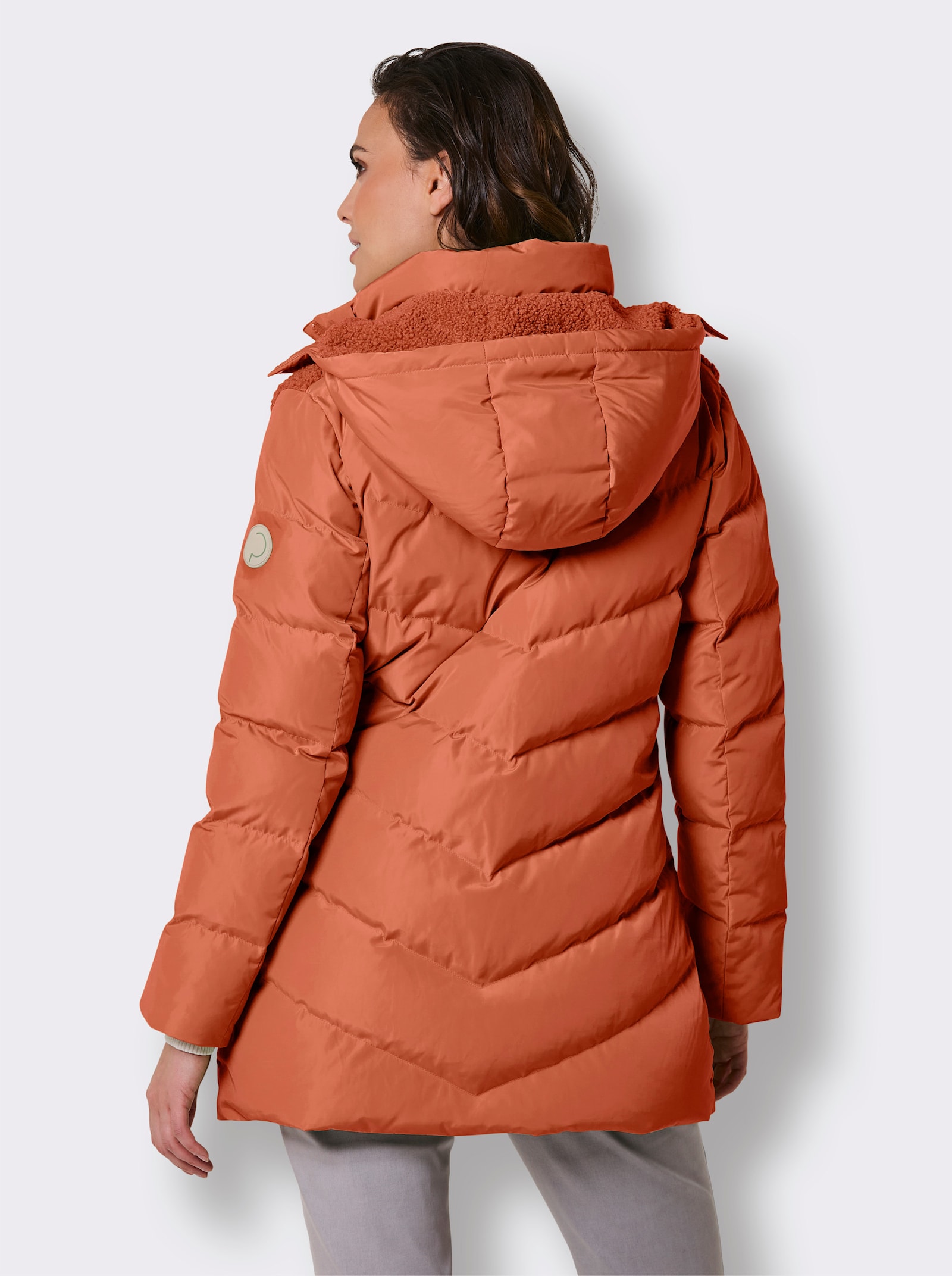 CREATION L PREMIUM Daunenjacke mit Teddyfleece - rostrot