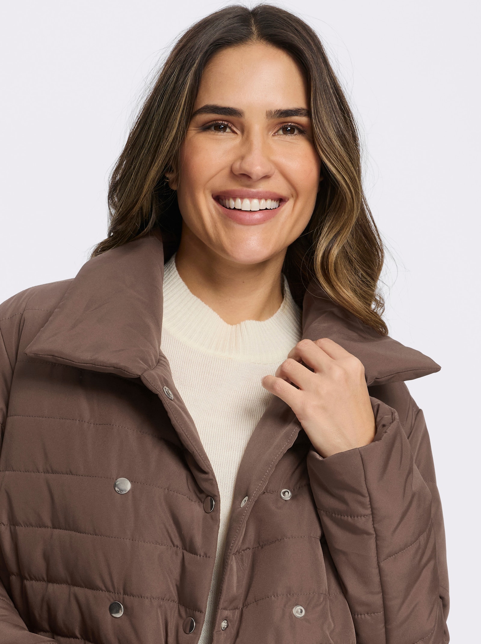 Steppjacke mit wärmender Wattierung - schoko-beige