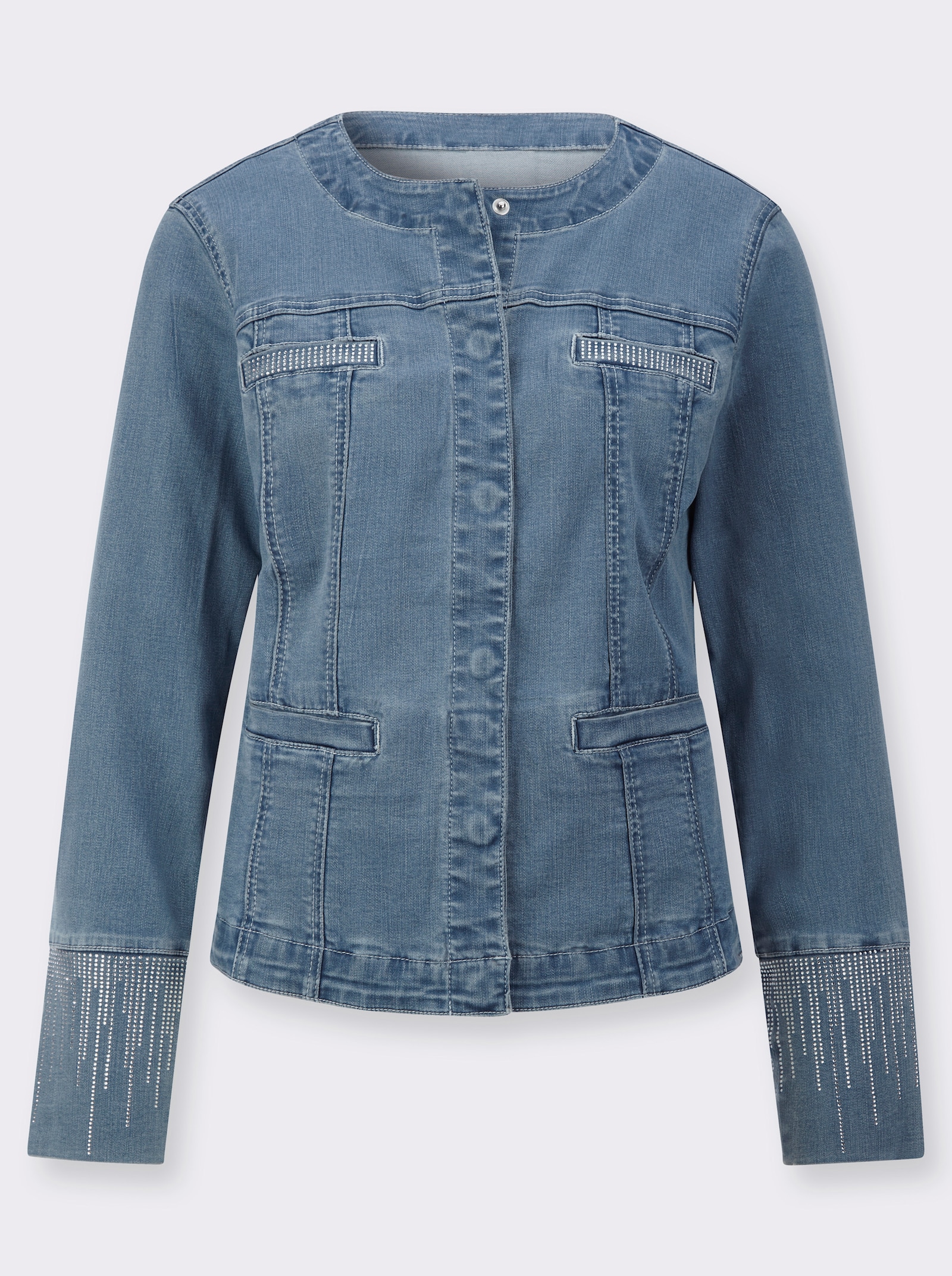 Jeansblazer mit verdeckten Druckknöpfen - blue-bleached