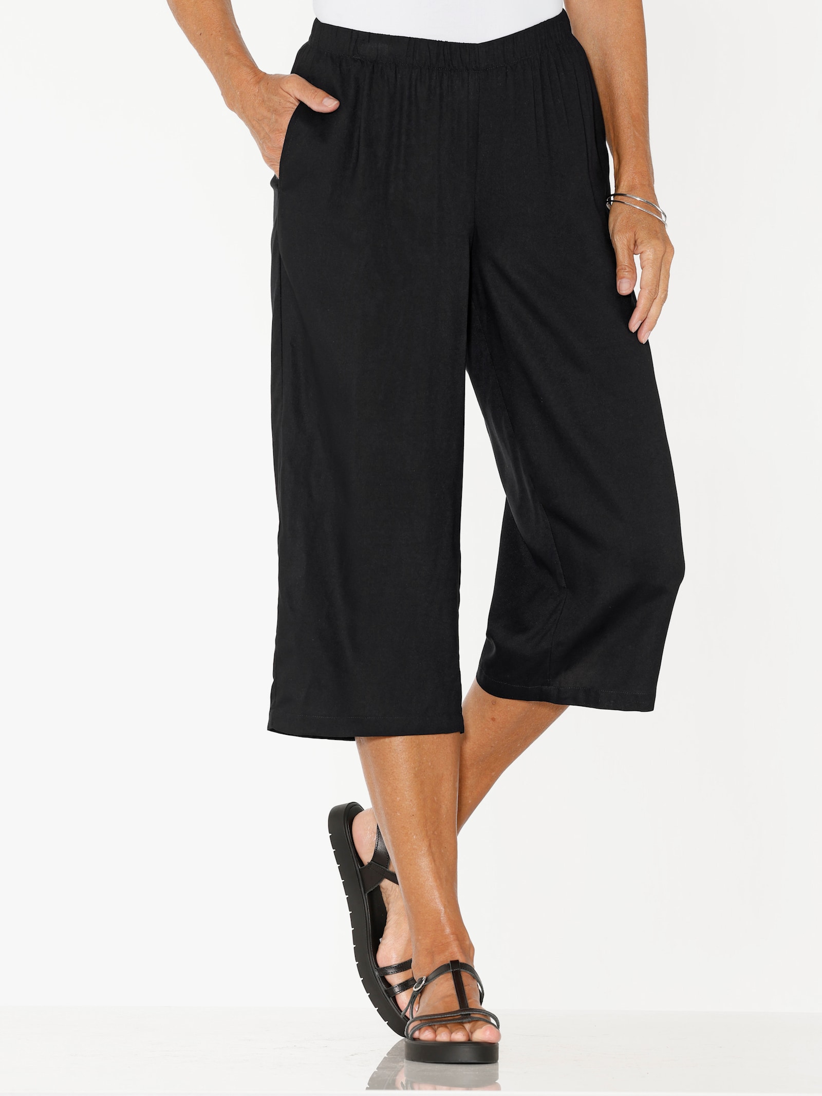 Broekrok met comfortband rondom - zwart