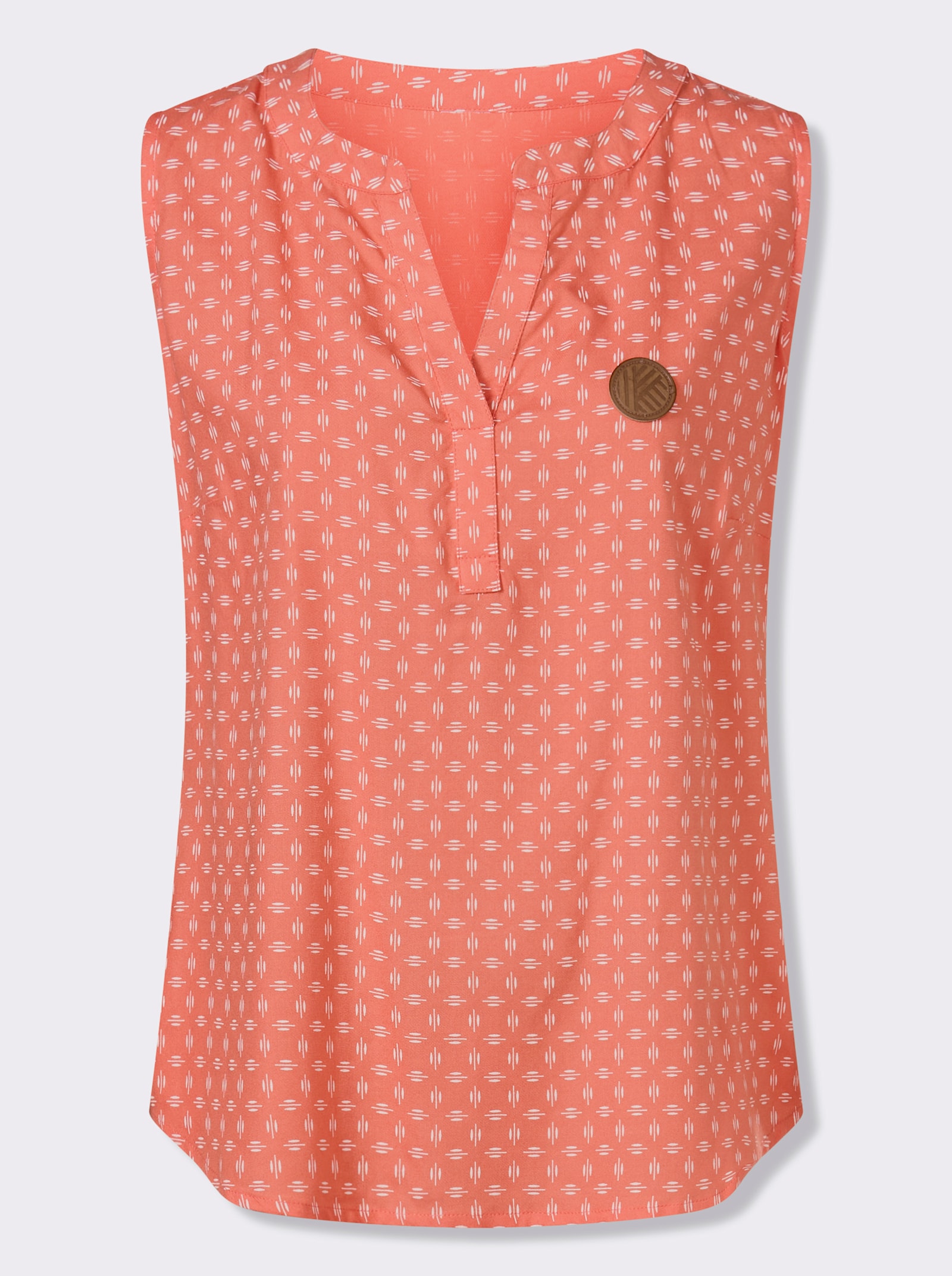 Halenkový top z měkce splývavé viskózy - korálová-bílá-potisk