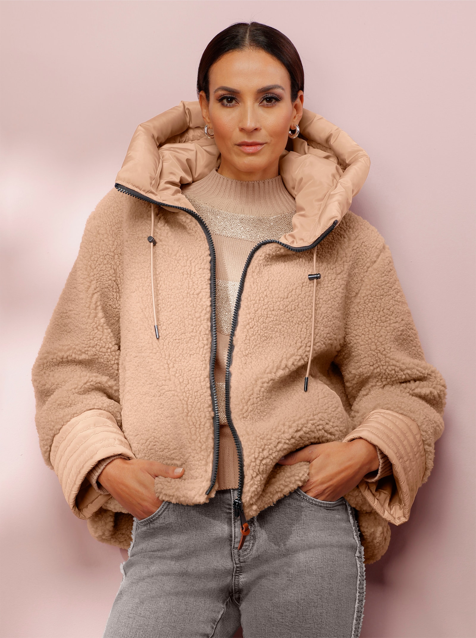 heine Jacke aus Fell-Imitat - beige