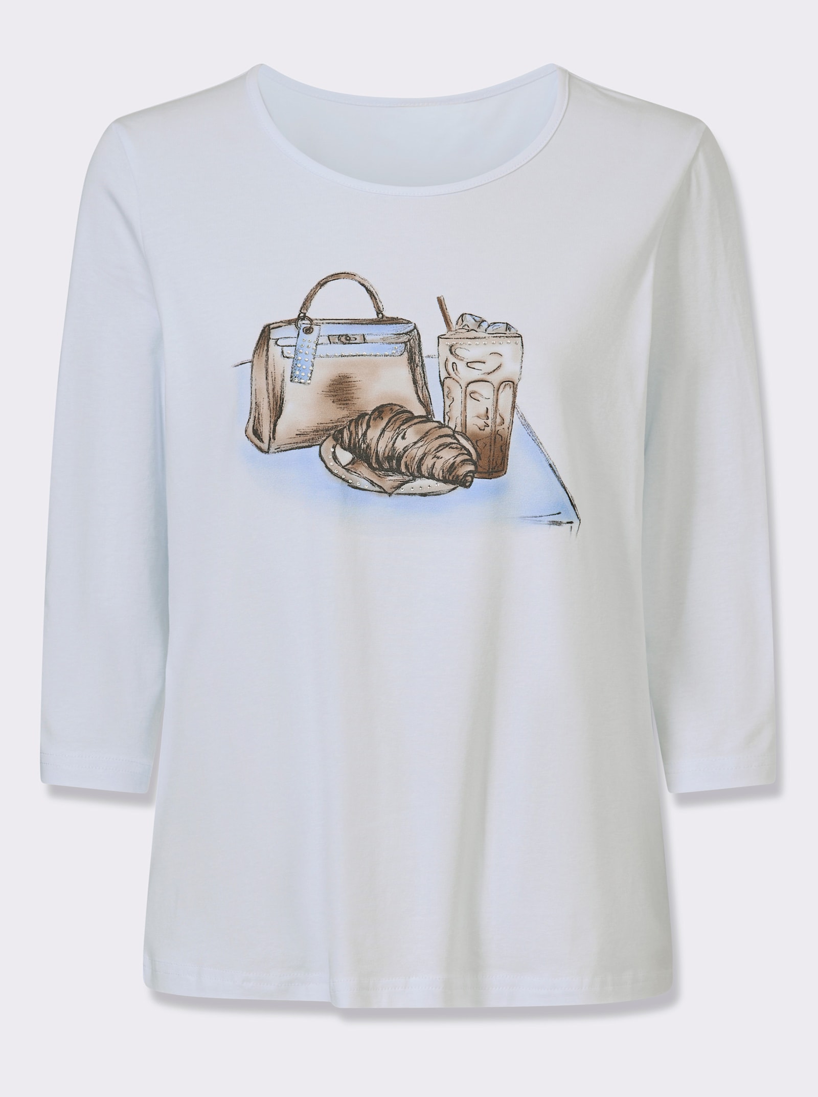 heine 3/4-Arm-Shirt mit Glitzersteinchen - weiß