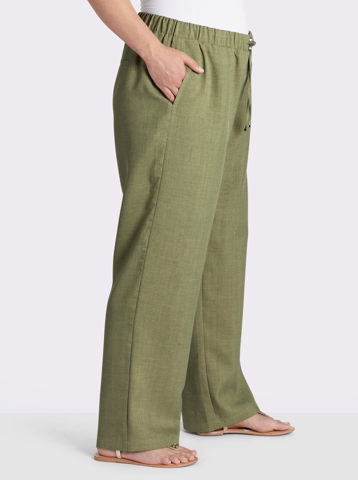 sheego Schlupfhose mit weitem Bein - schilf-champagner-meliert