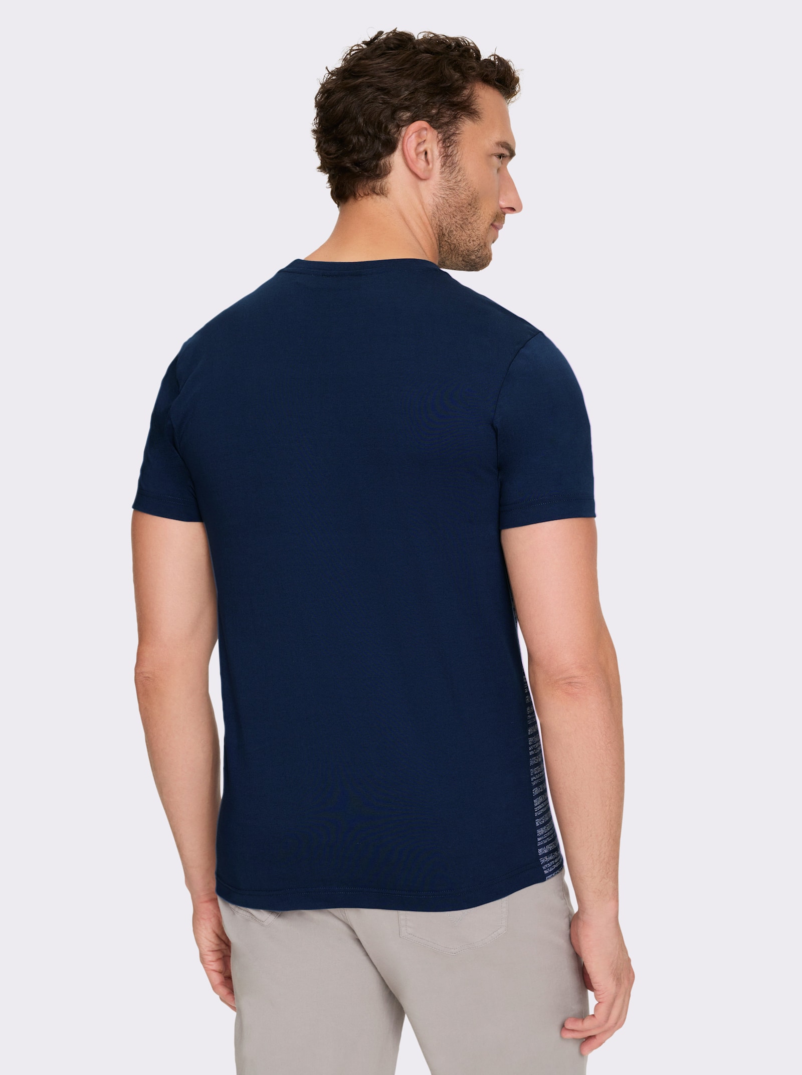 Catamaran Kurzarmshirt mit geripptem Ausschnitt - dunkelblau-salbei-gestreift