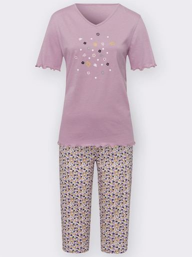 Capri-pyjama - mauve gedessineerd