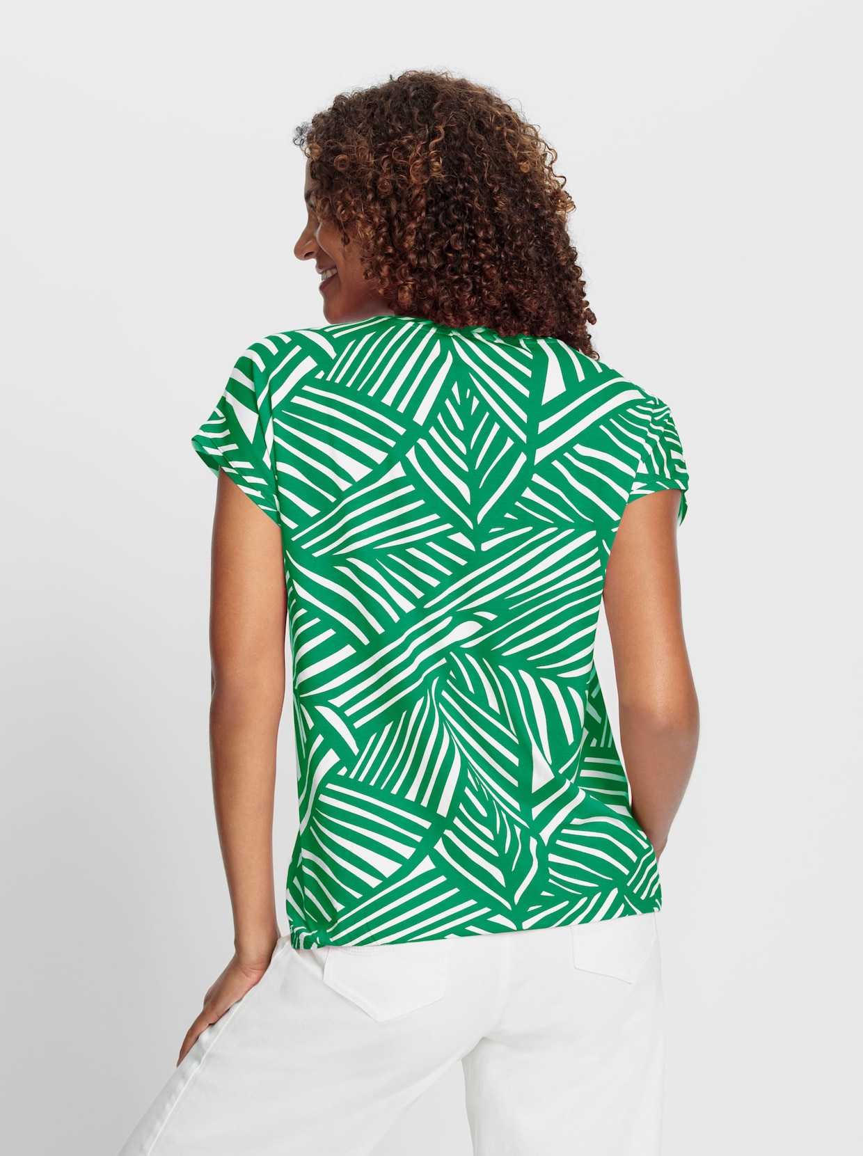 Shirt - grasgroen/wit bedrukt