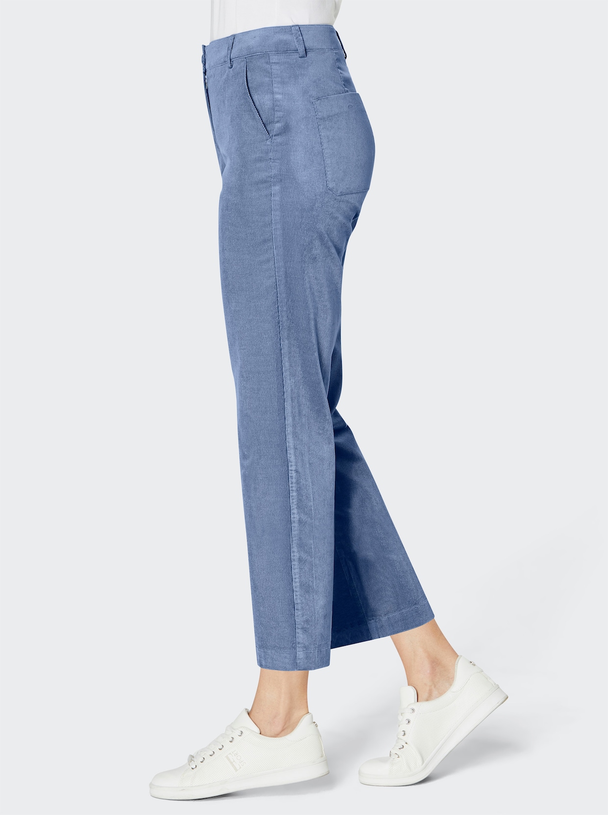 Stehmann Comfort line Pantalon velours côtelé coton/modal - bleu tourterelle