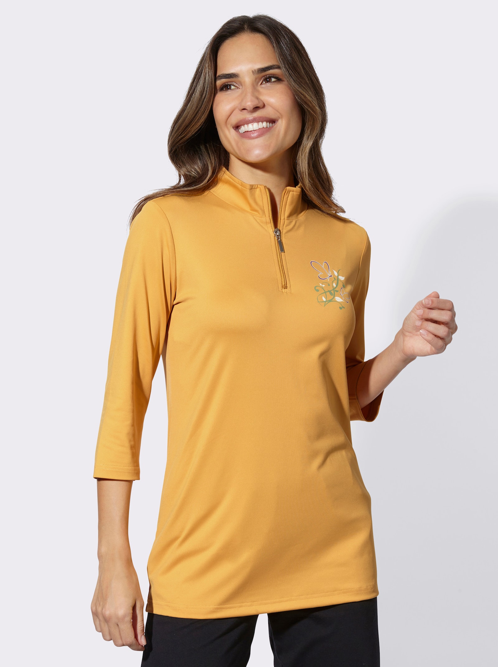 Freizeitshirt mit Druckmotiv - ocker