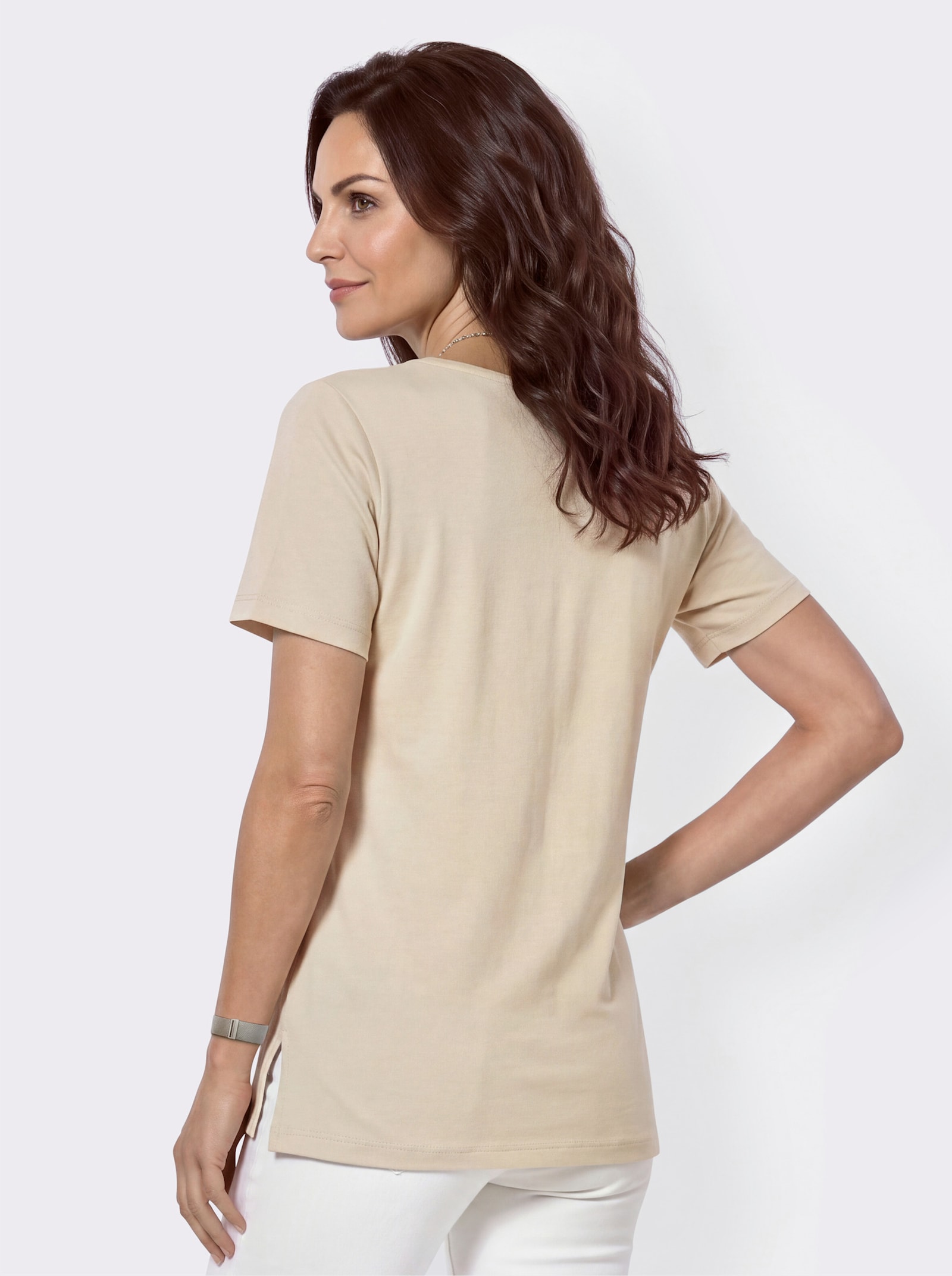 Longshirt mit Zierknöpfen - sand