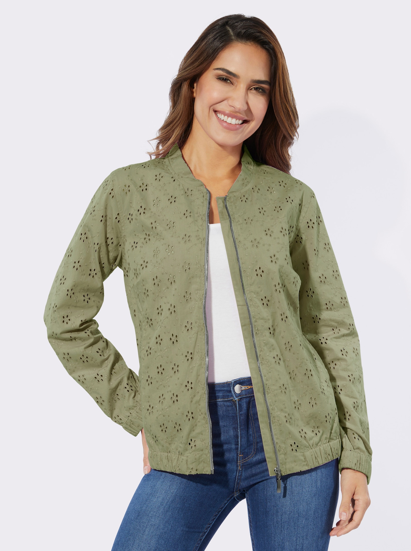 Blazer mit Lochstickerei - schilf