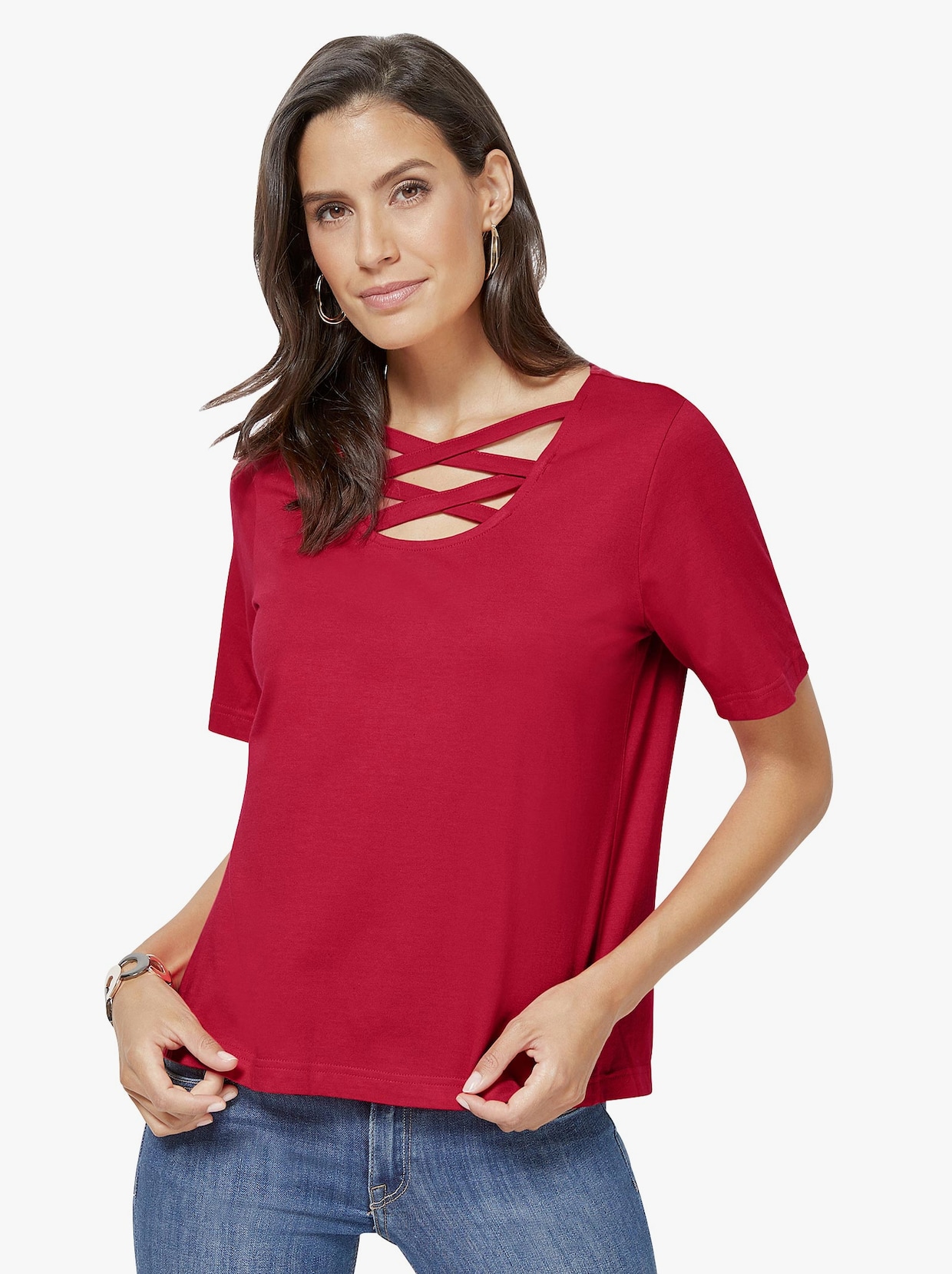 Tričko s krátkymi rukávmi - makovočervená