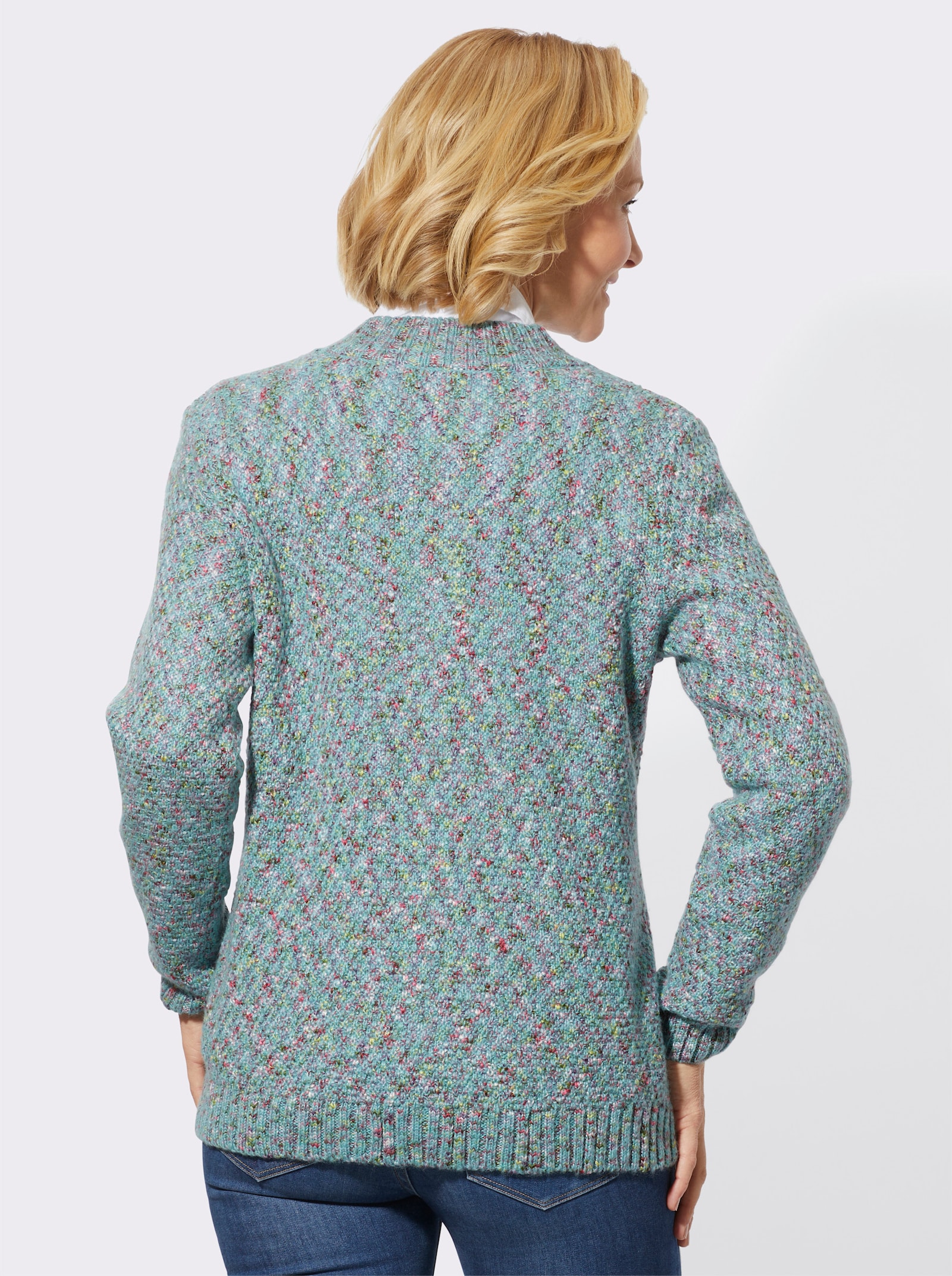 Strickjacke in Melange-Qualität - ozean-meliert