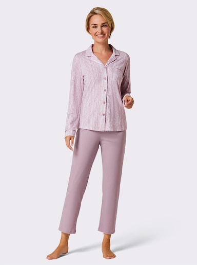 wäschepur Pyjama mit Satinpaspeln - mauve