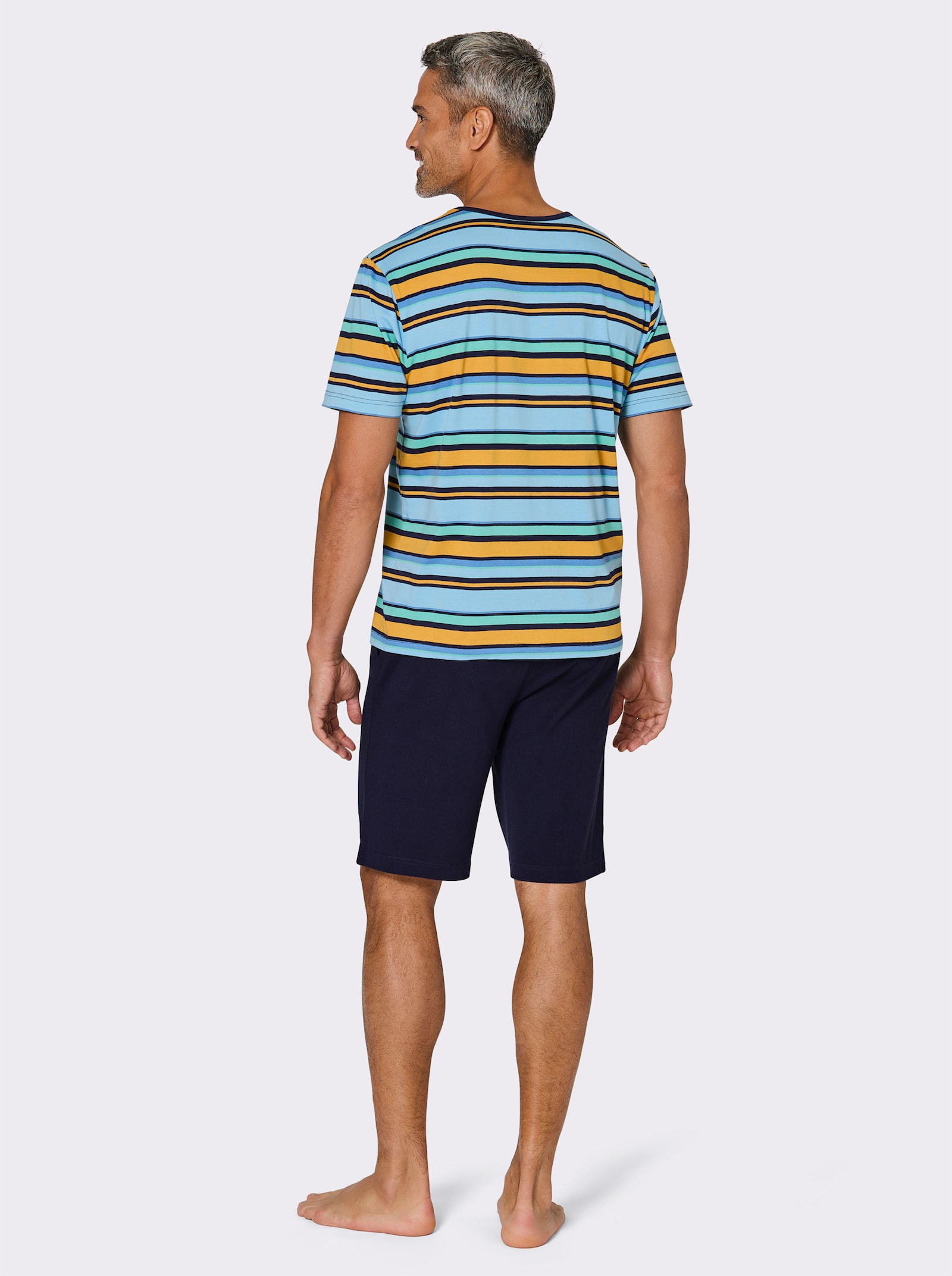 wäschepur men Shorty - blaugrün-marine-gestreift