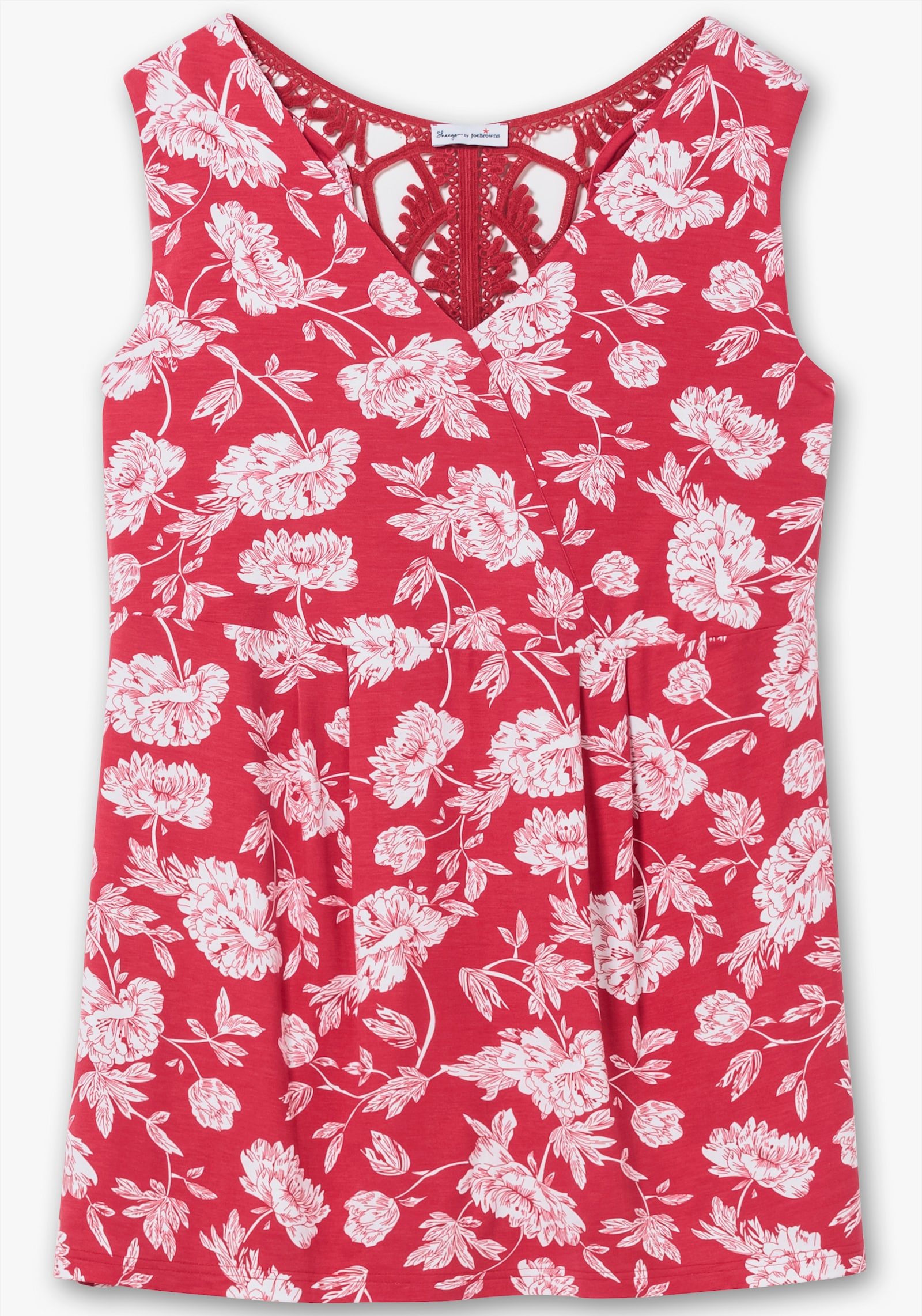sheego by Joe Browns Longtop mit Spitze im Rücken - rot-gemustert