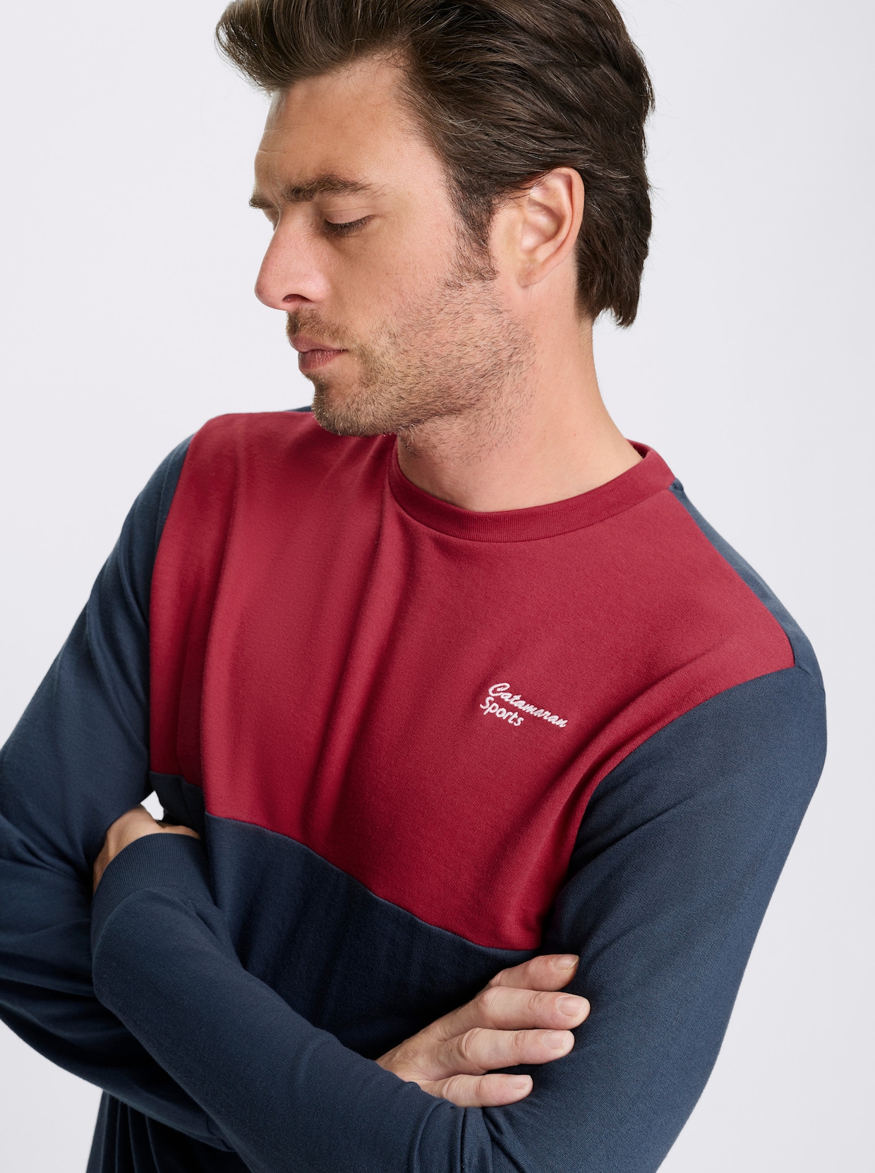 Catamaran Sports Sweatshirt mit Kontrast-Einsatz - dunkelblau