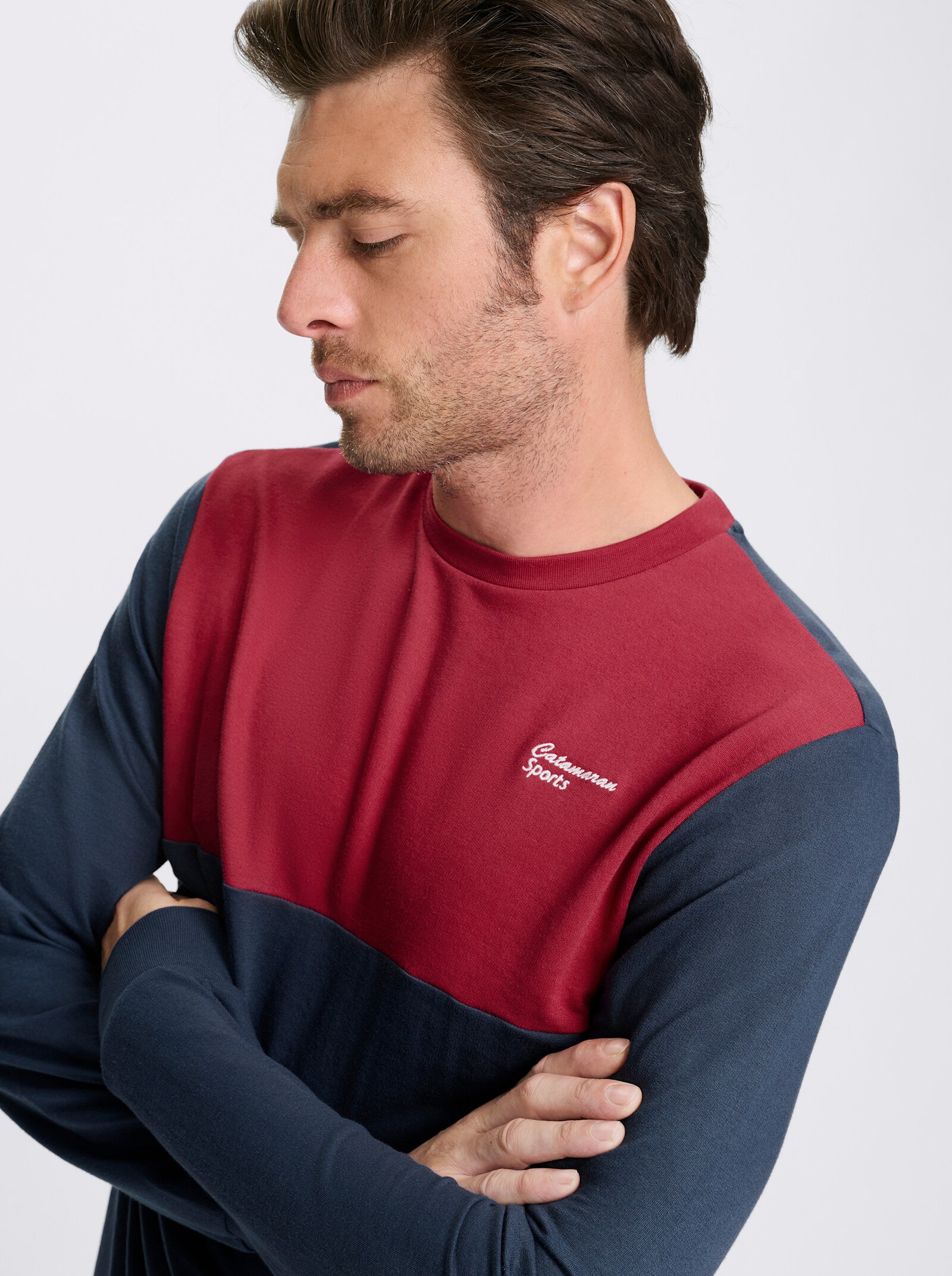 Catamaran Sports Sweatshirt met contrastinzet - donkerblauw