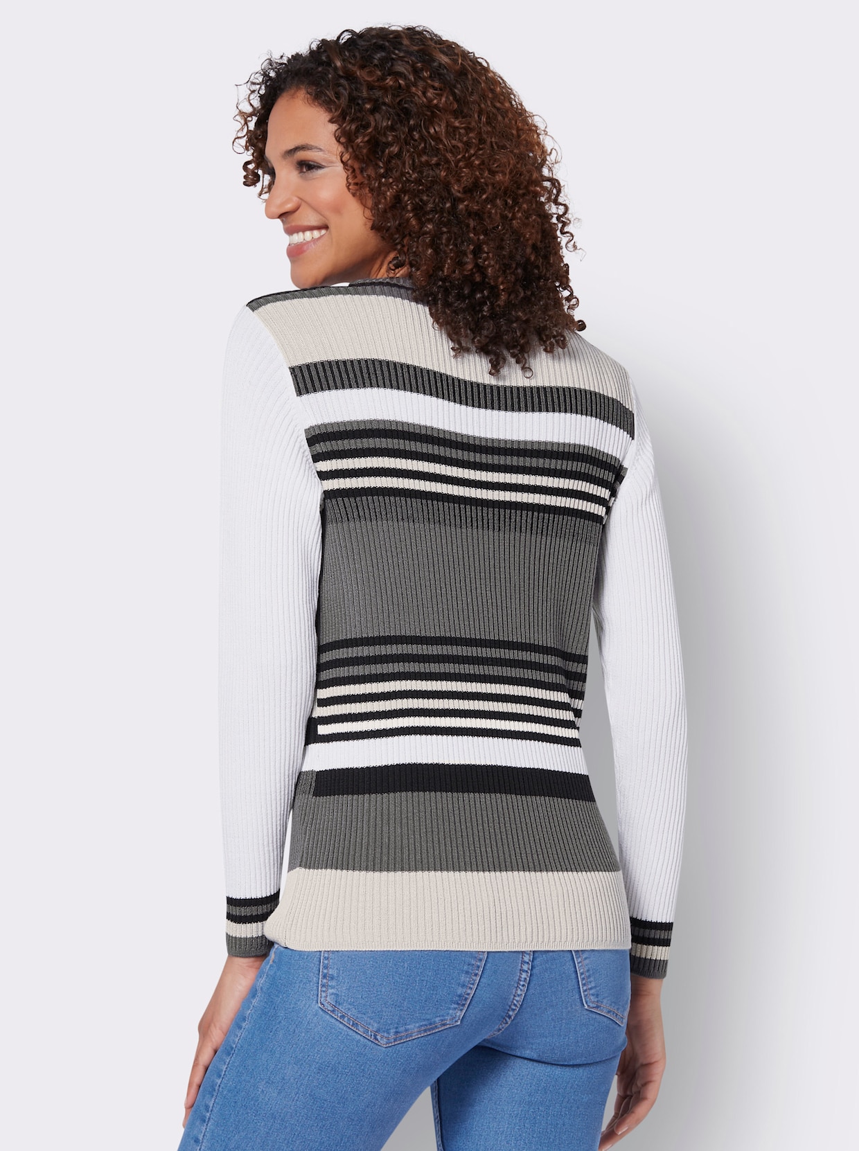 Pullover - anthrazit-weiss-gemustert